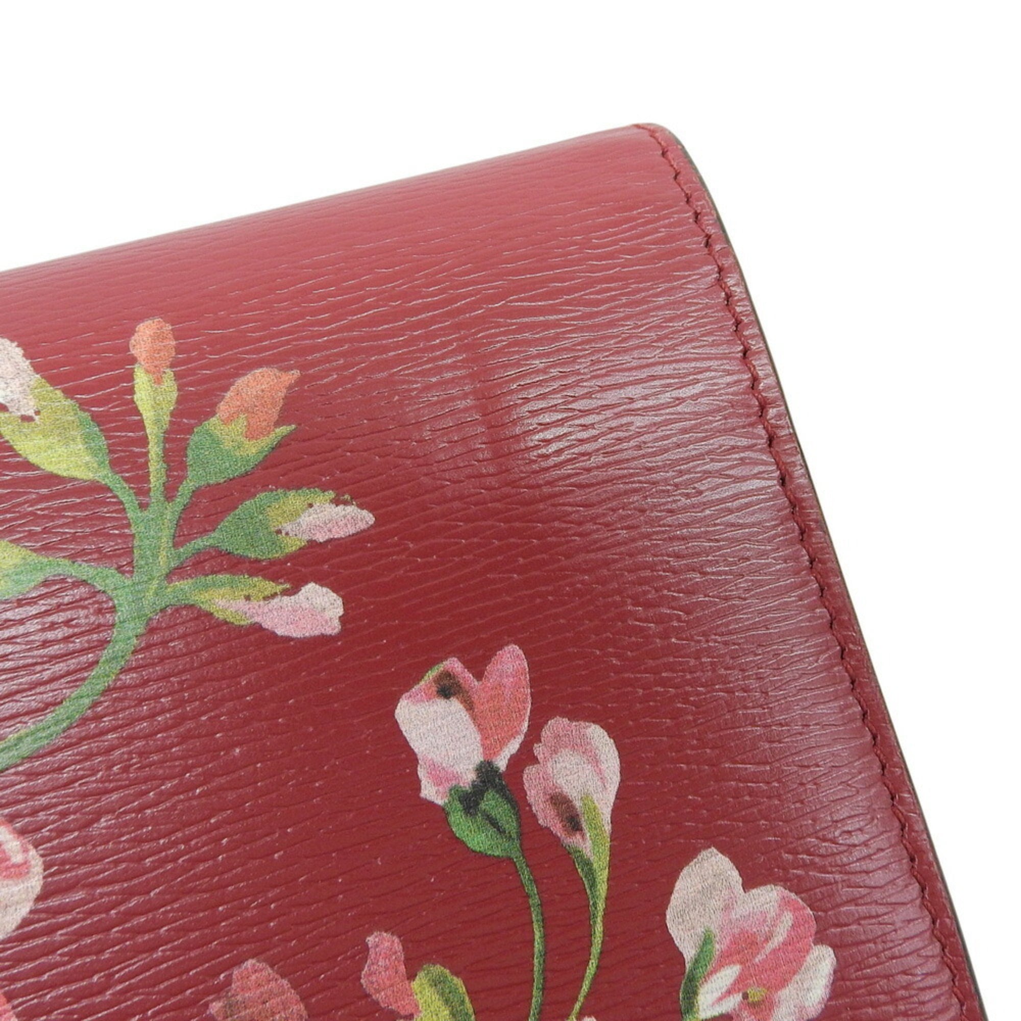 Gucci Red Color Leather Long Wallet (Bi-Fold) (Pre-Owned)