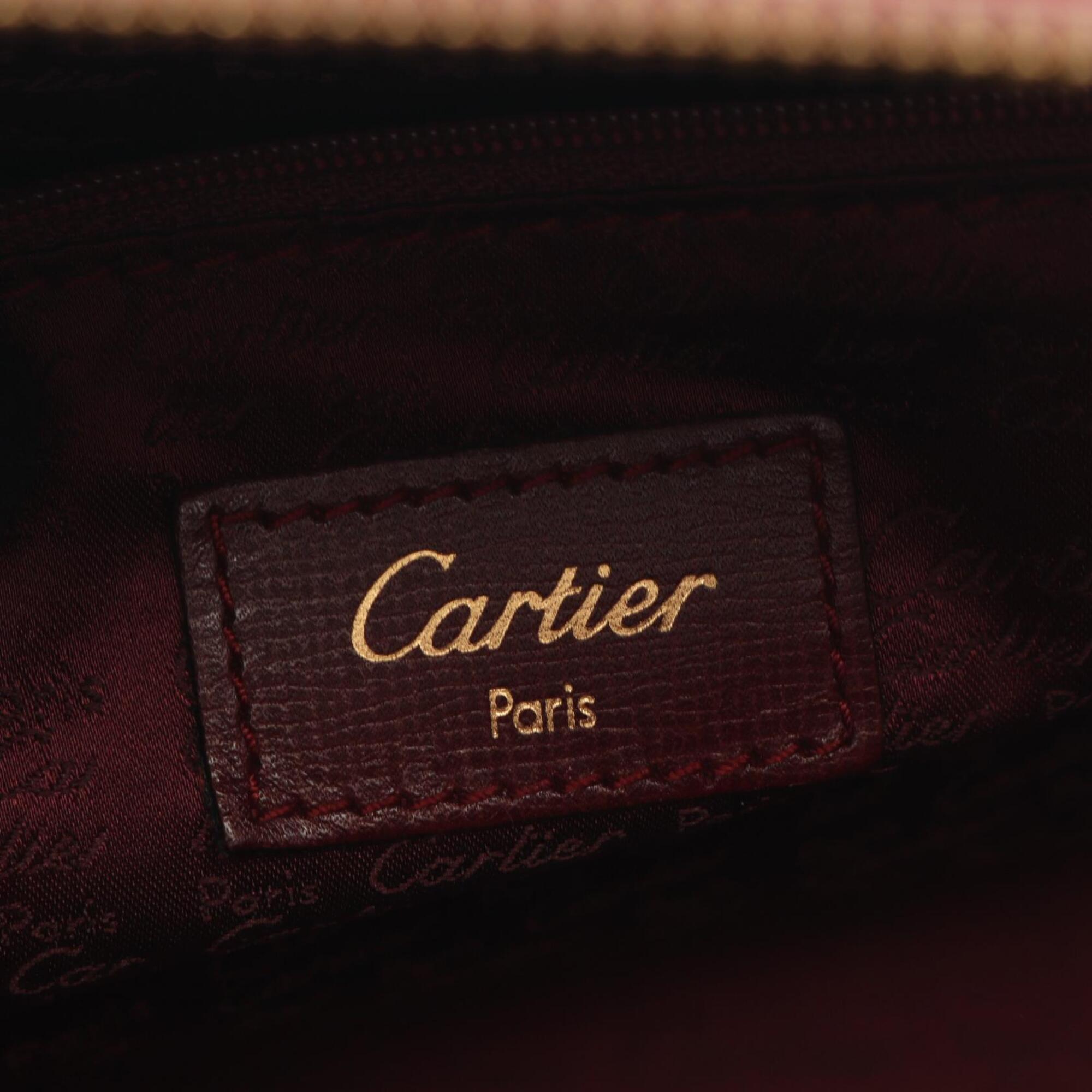 Cartier Bordeaux Leather Boston Bag Handbag (Pre-Owned)