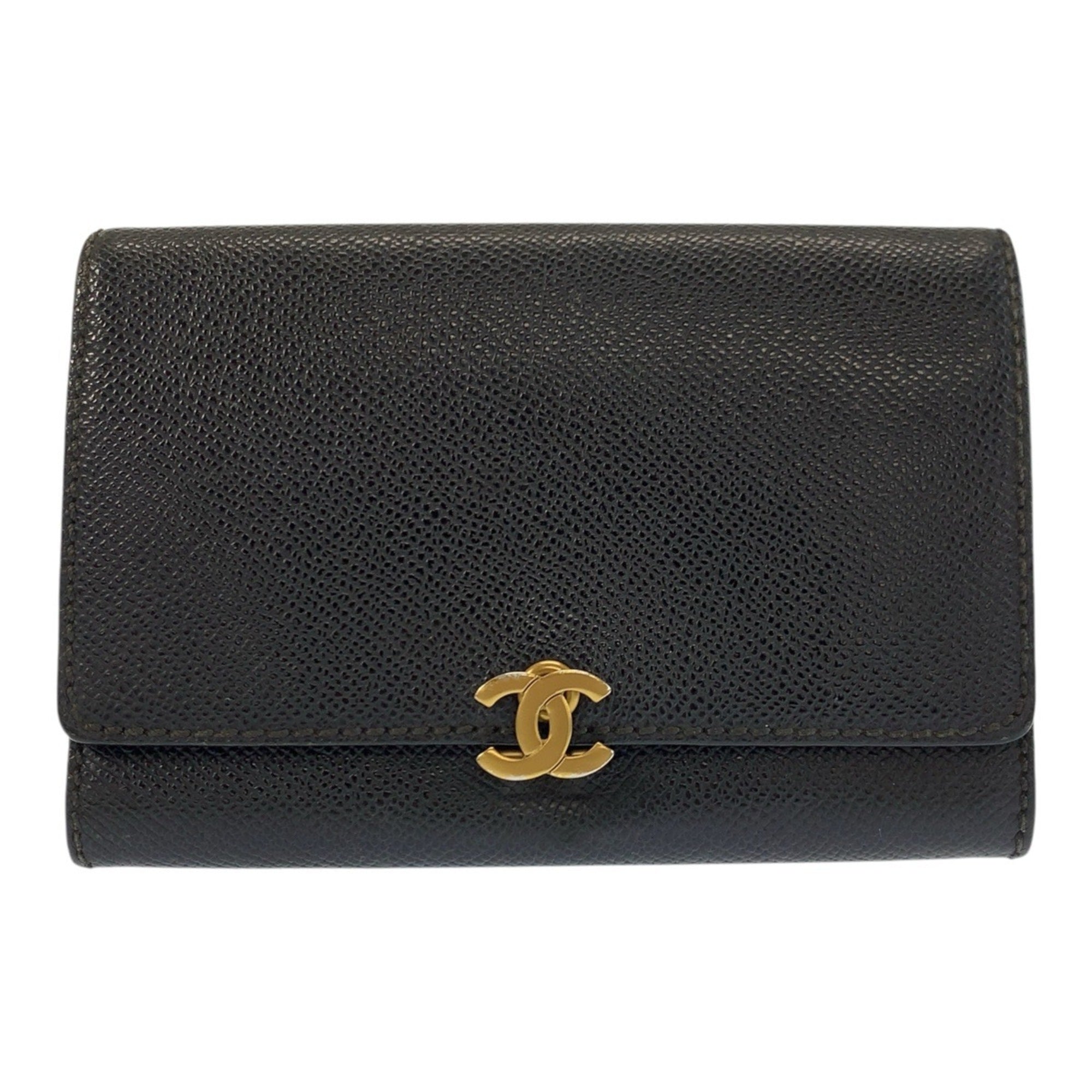 Chanel Black Leather Wallet (Bi-Fold) (Pre-Owned)
