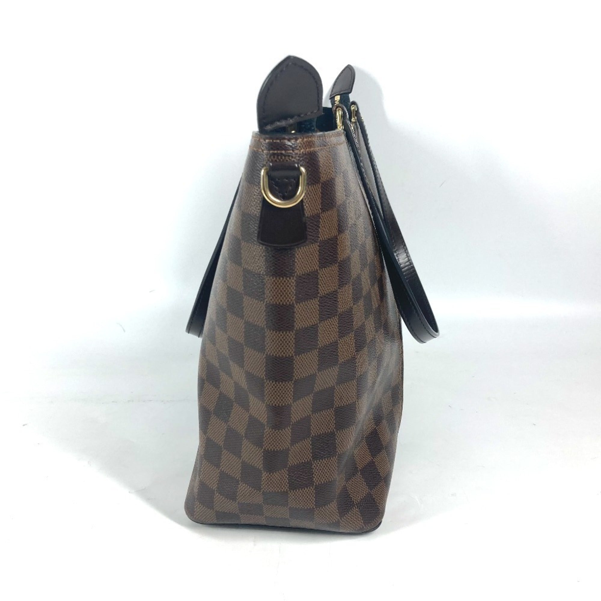 Louis Vuitton Black Brown Damier Canvas Leather Shoulder Bag Tote Bag (Pre-Owned)