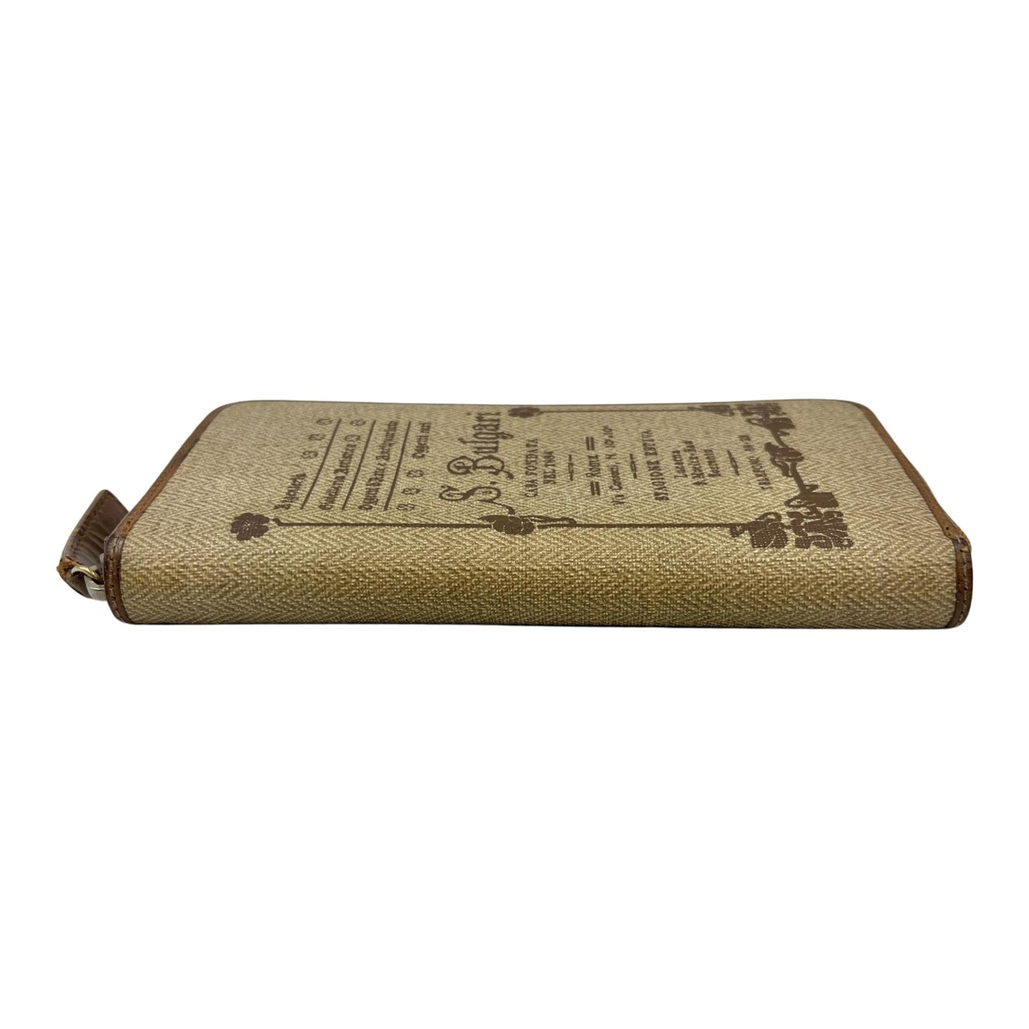 Bvlgari Beige Leather Long Wallet (Bi-Fold) (Pre-Owned)