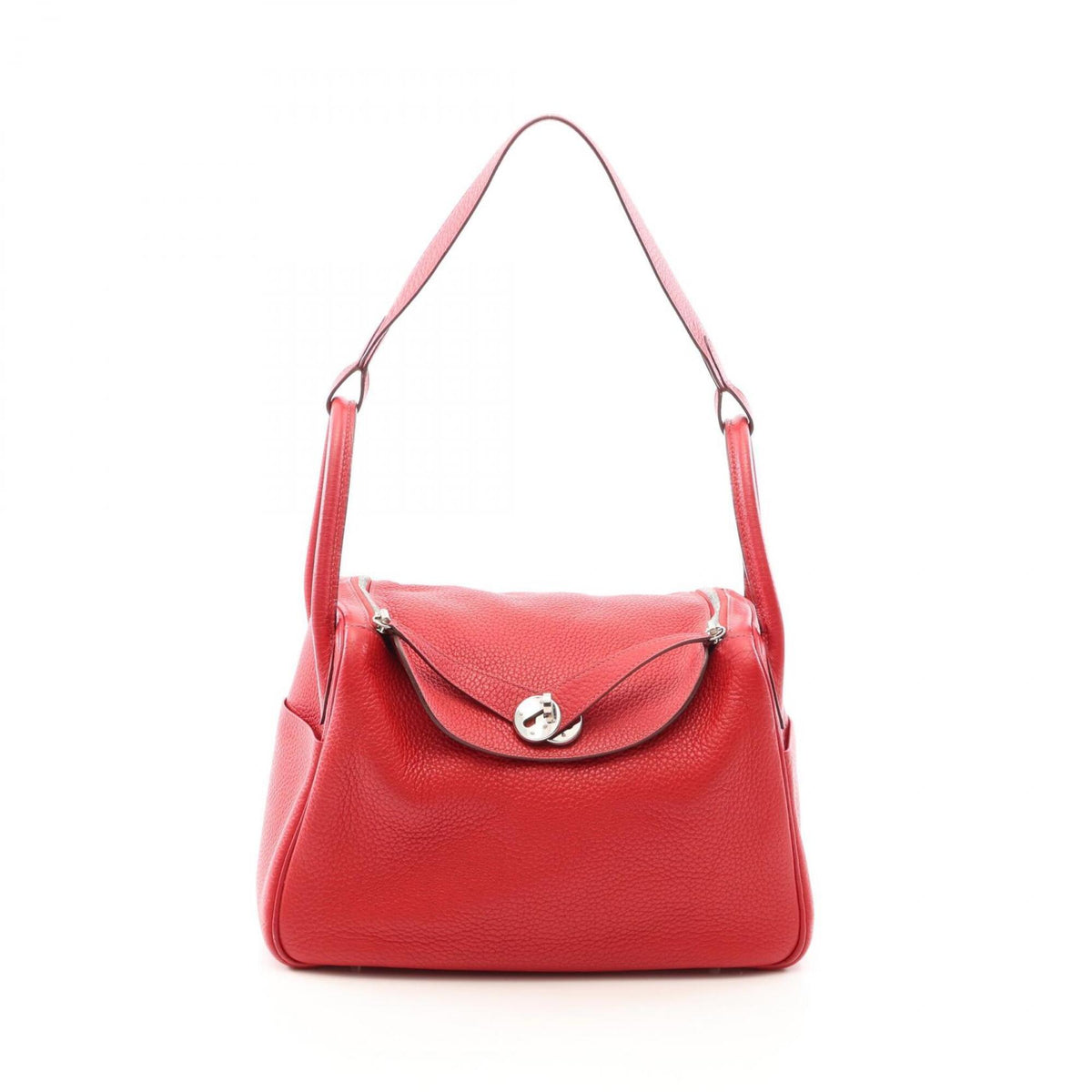 Hermes Red Color Taurillon Clemence Leather Handbag Shoulder Bag (Pre-Owned)