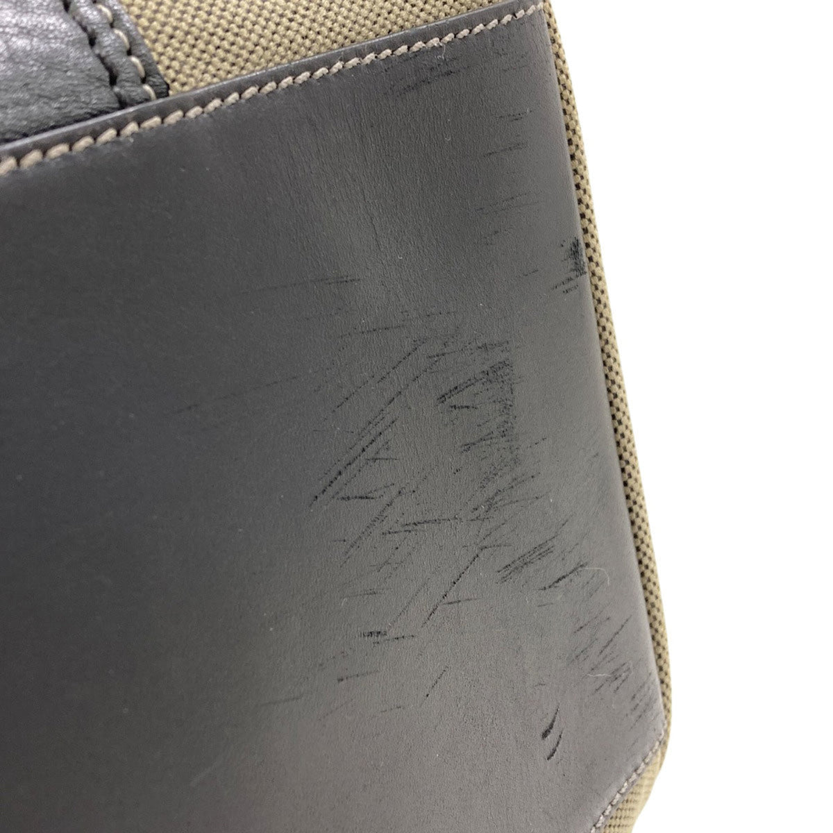 Coach Black Khaki Canvas Leather Handbag (Pre-Owned)