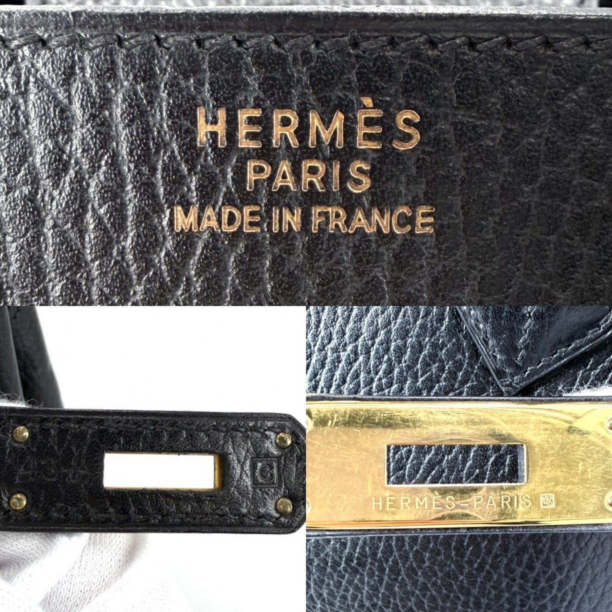 Hermes Black Leather Handbag (Pre-Owned)
