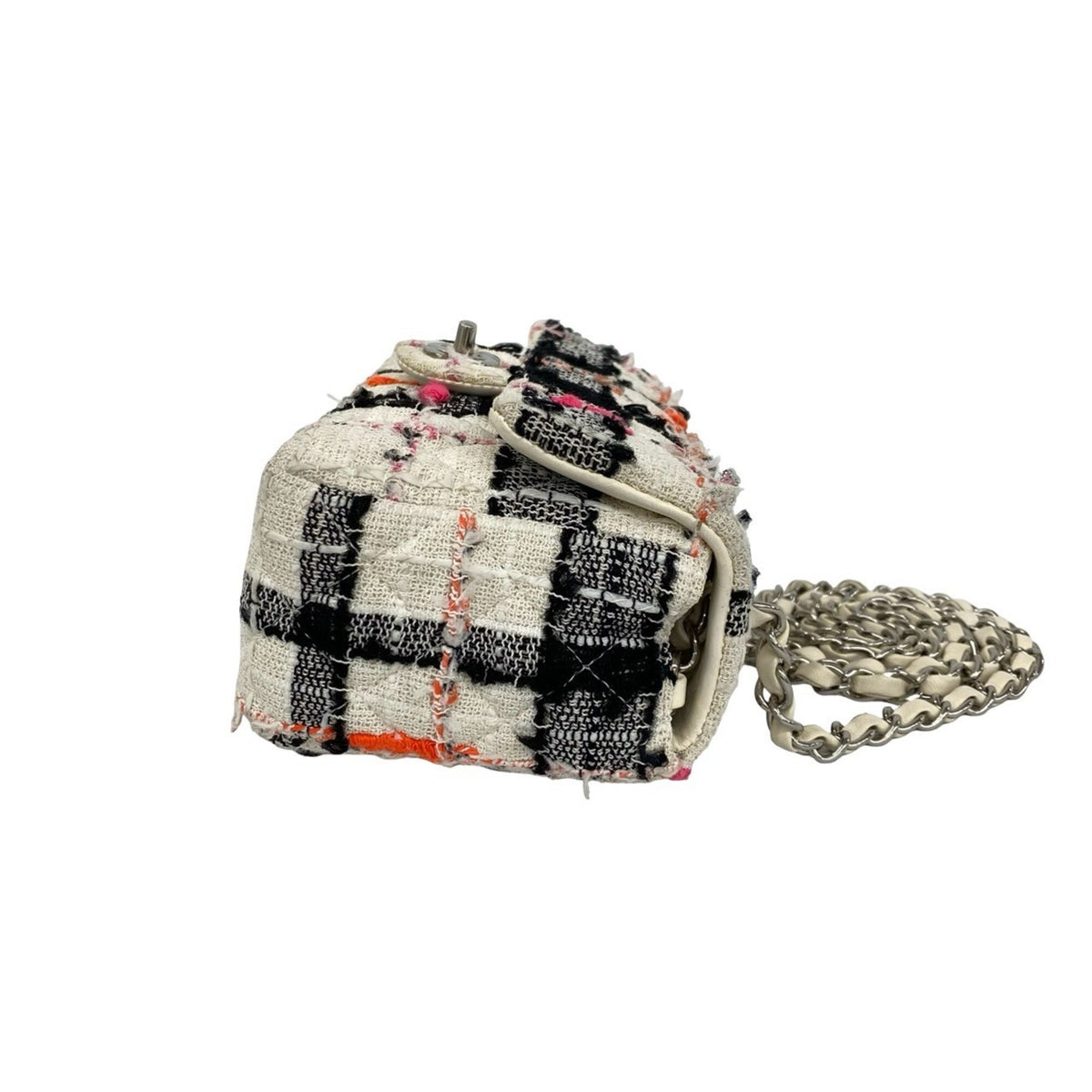 Chanel Black Orange Pink White Tweed Leather Shoulder Bag (Pre-Owned)