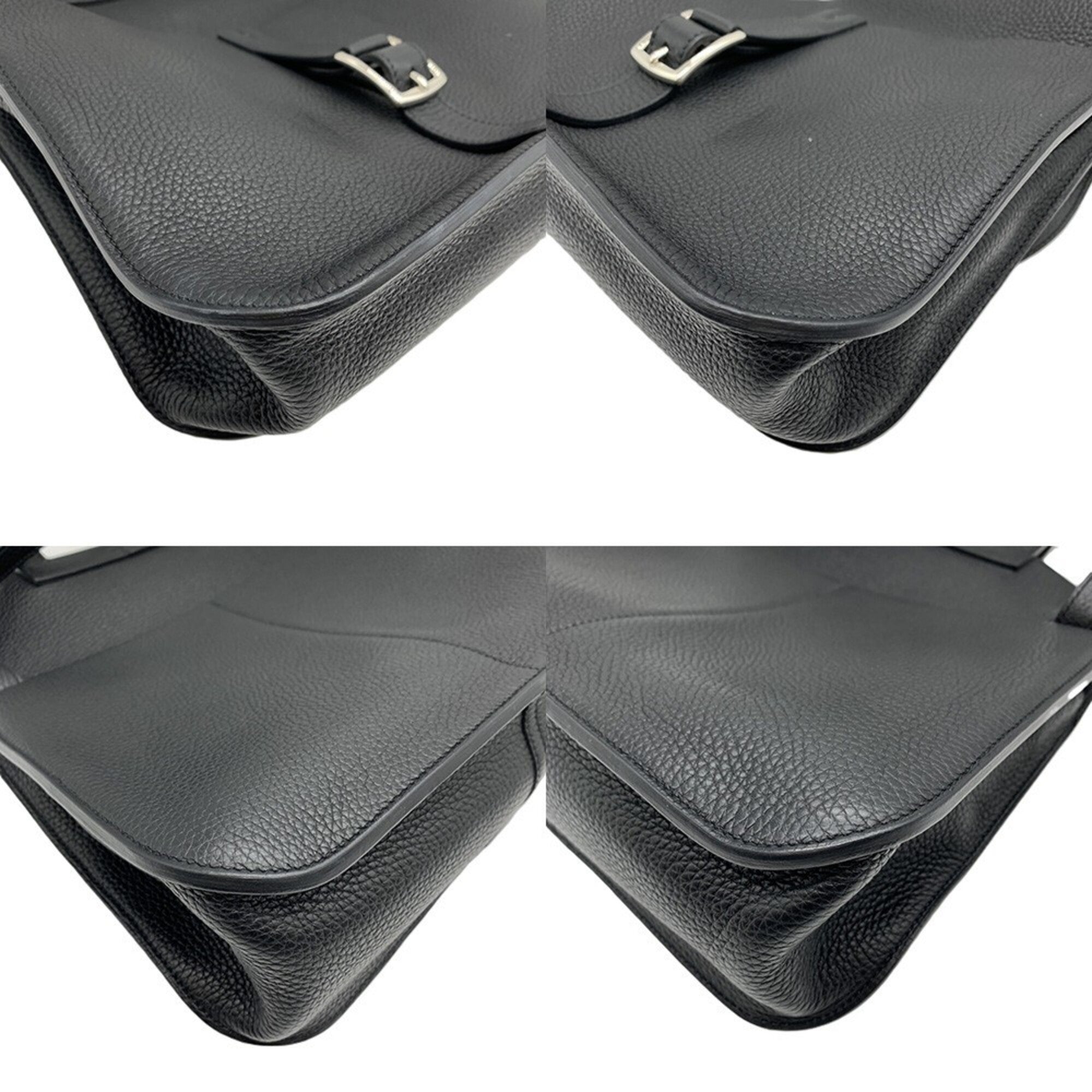 Hermes Alezan Black Taurillon Clemence Leather Shoulder Bag (Pre-Owned)