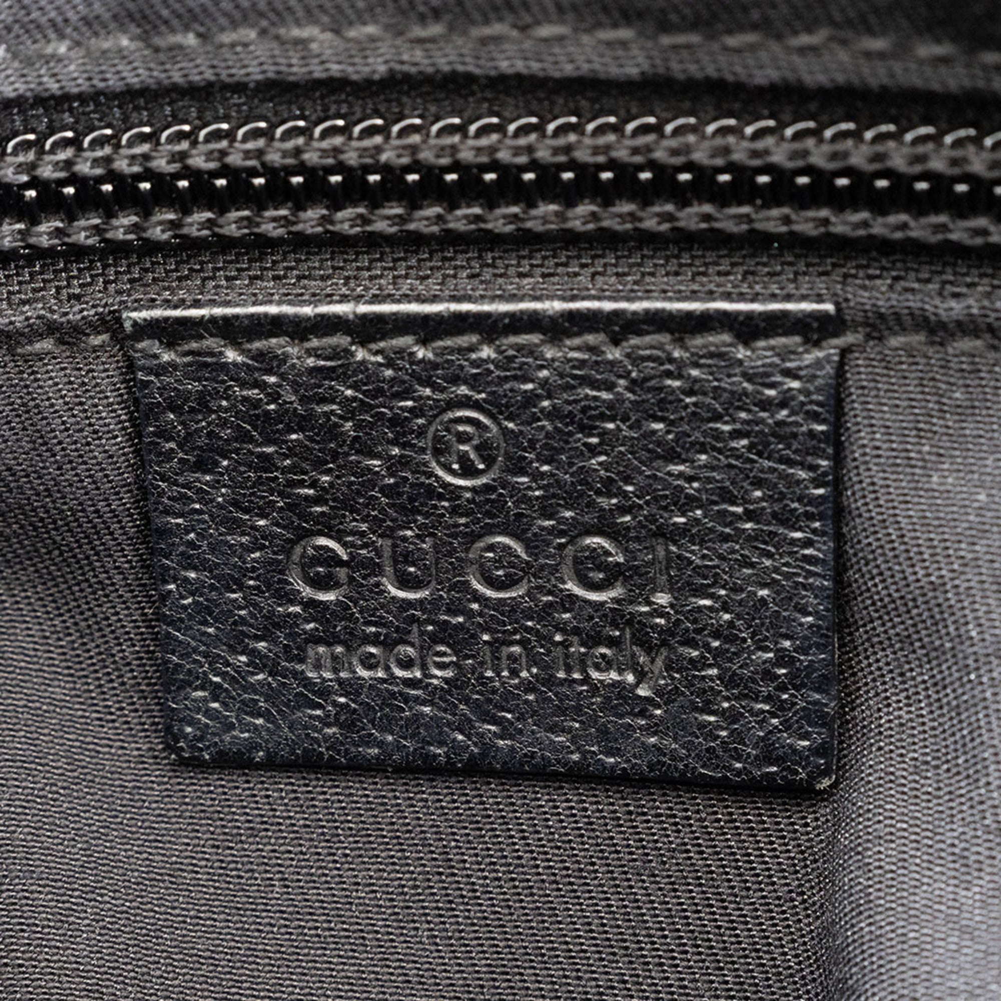 Gucci Black Gg Canvas Leather Shoulder Bag (Pre-Owned)
