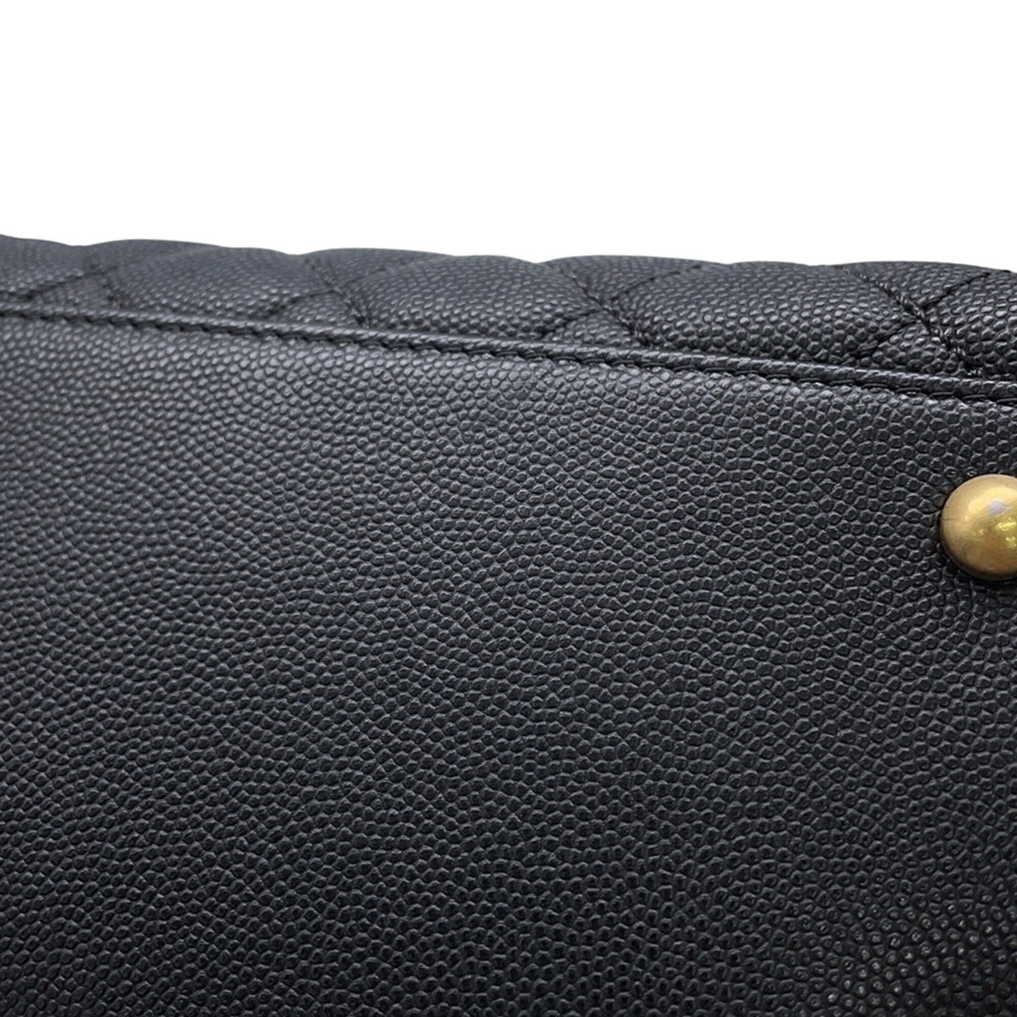 Chanel Black Grained Calfskin Handbag (Pre-Owned)