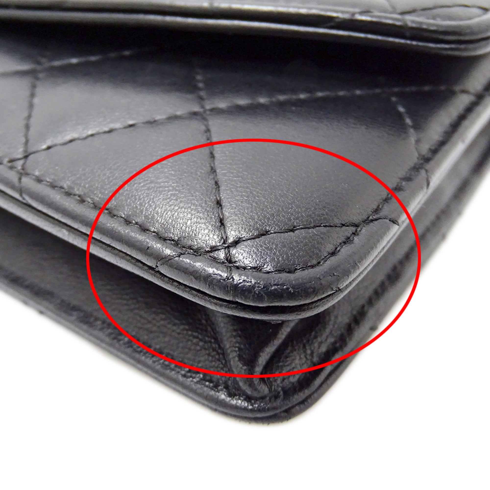 Chanel Black Leather Long Wallet (Bi-Fold) (Pre-Owned)