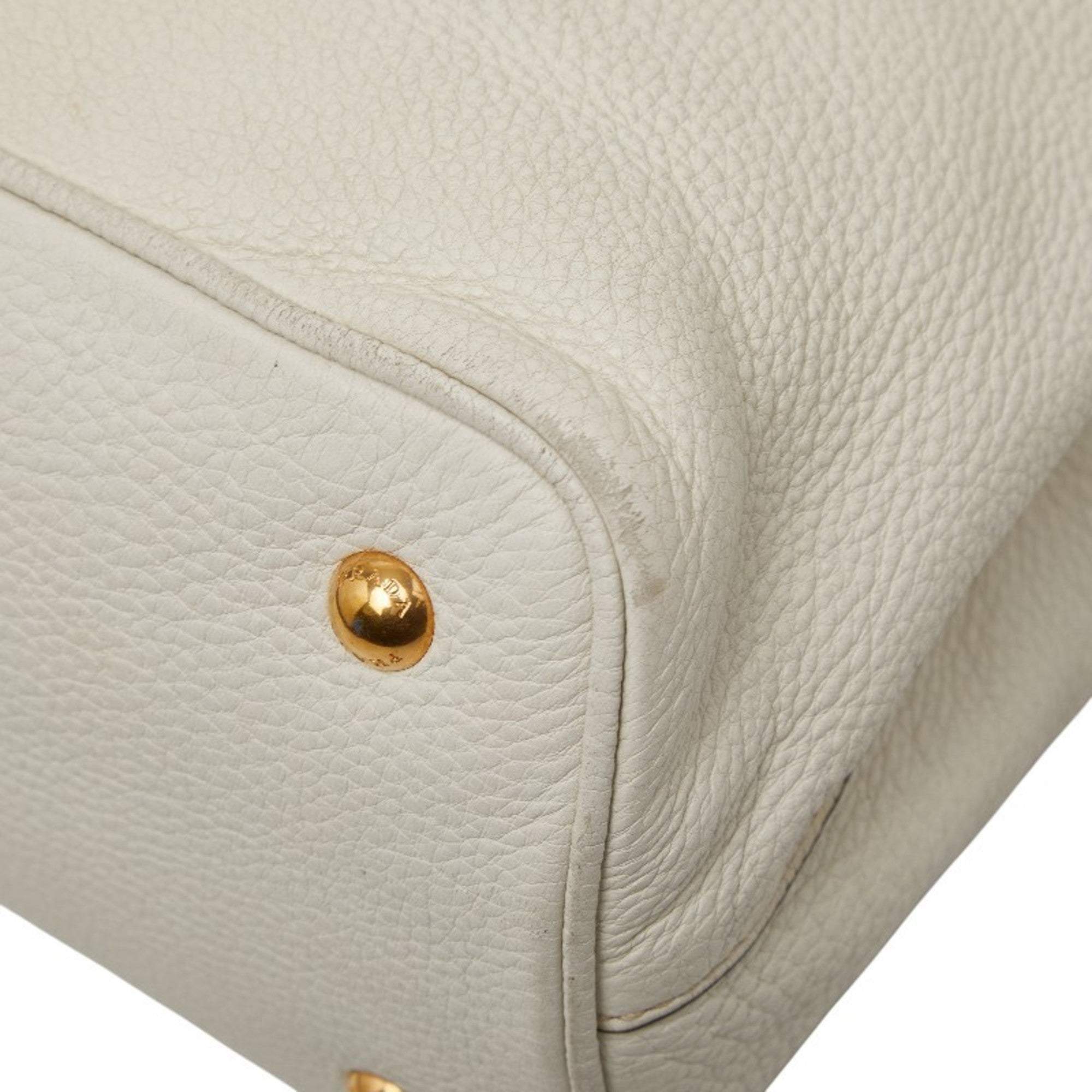 Prada White Leather Handbag Shoulder Bag (Pre-Owned)