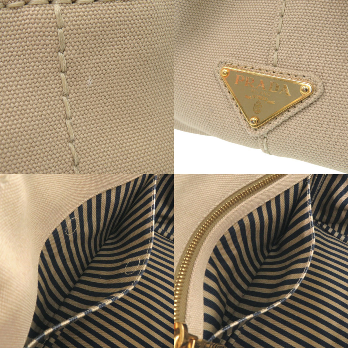 Prada Beige Canvas Tote Bag (Pre-Owned)