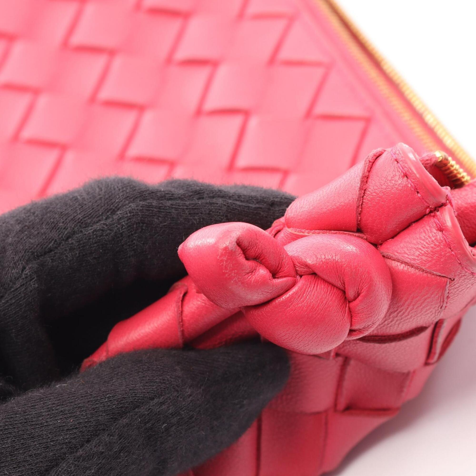 Bottega Veneta Intrecciato Pink Leather Handbag Pouch (Pre-Owned)