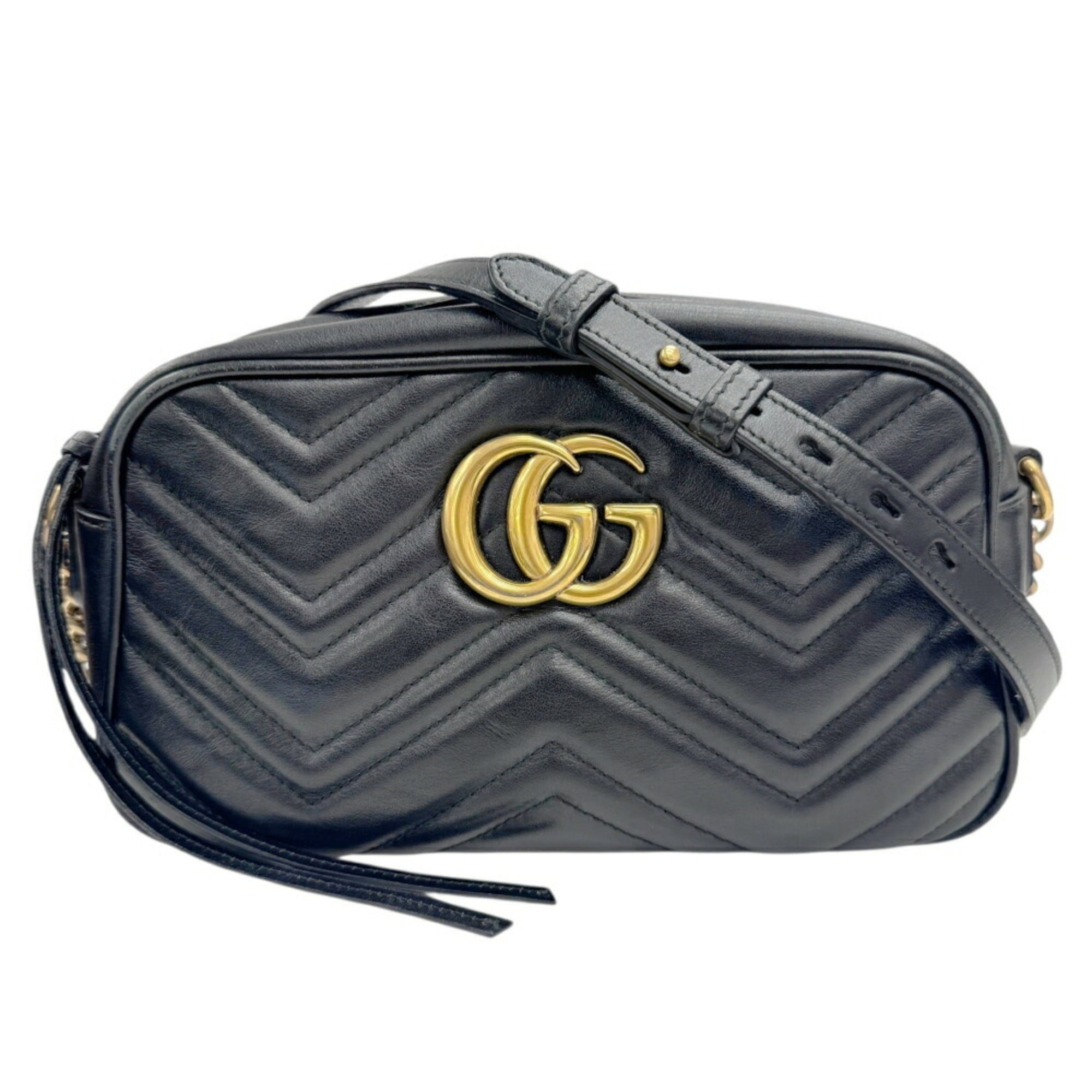 Gucci Gg Marmont Black Leather Shoulder Bag (Pre-Owned)