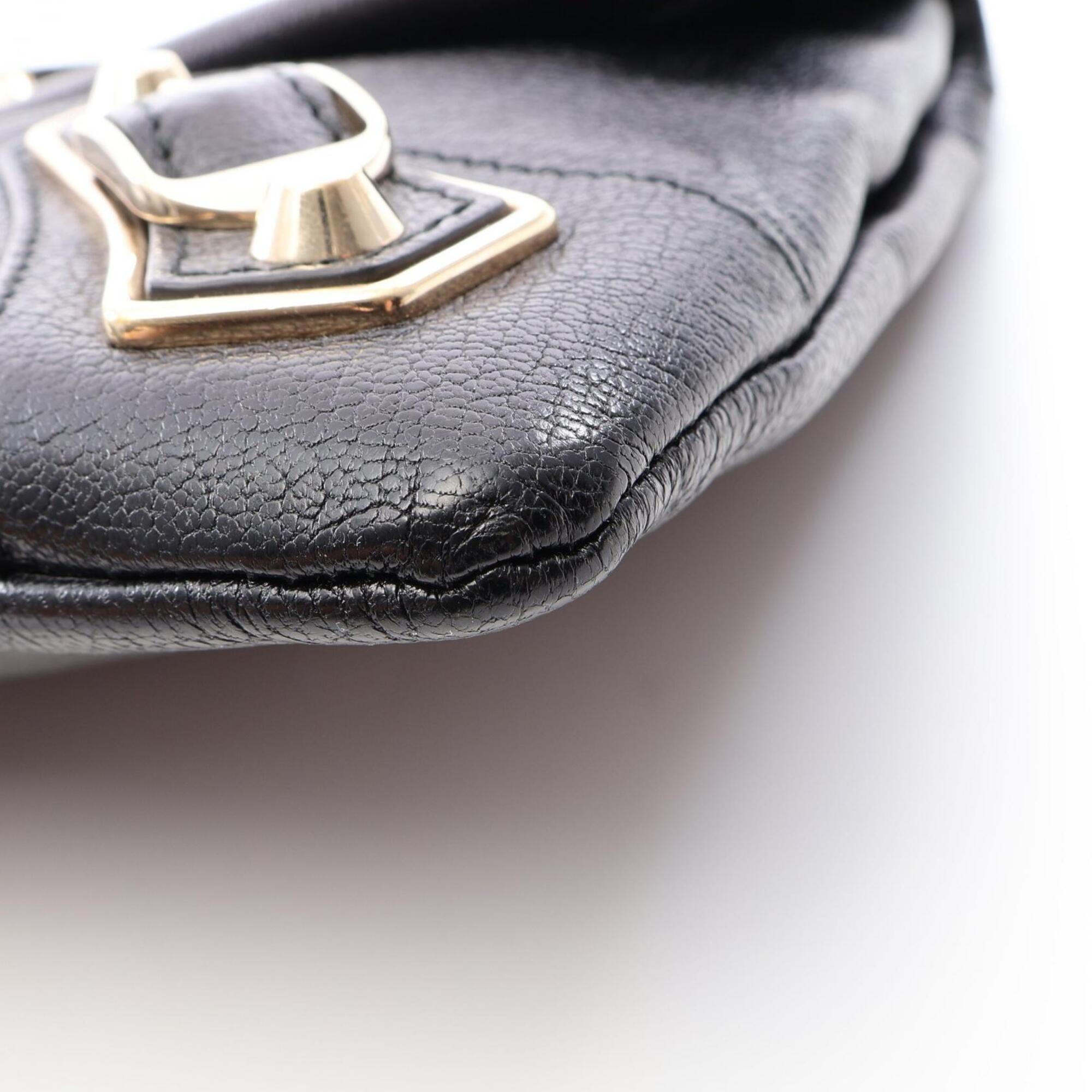 Balenciaga Black Leather Clutch Bag Handbag (Pre-Owned)