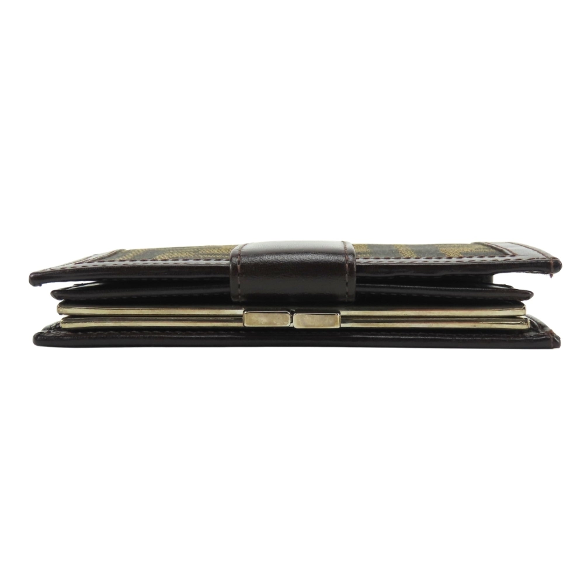 Fendi Zucca Brown Canvas Leather Wallet (Bi-Fold) (Pre-Owned)