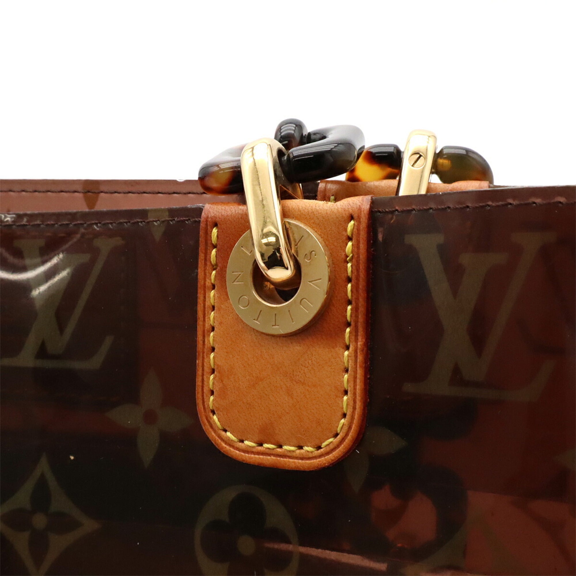 Louis Vuitton Brown Clear Vinyl Leather Shoulder Bag Tote Bag (Pre-Owned)