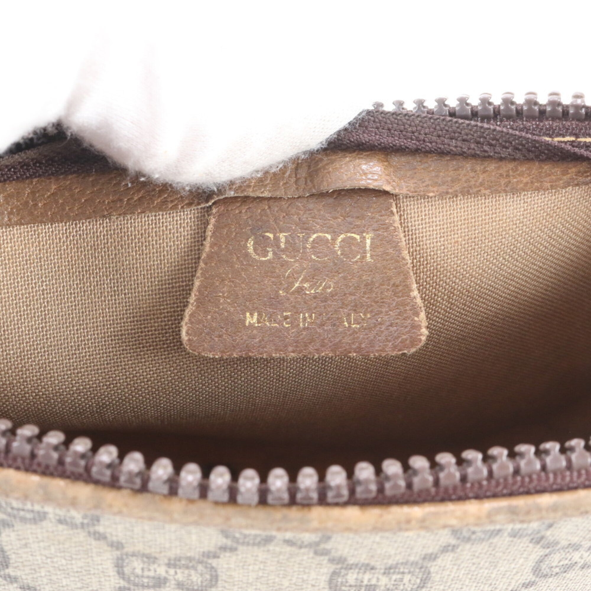 Gucci Beige Black Brown Leather Coated Canvas Handbag Pouch (Pre-Owned)