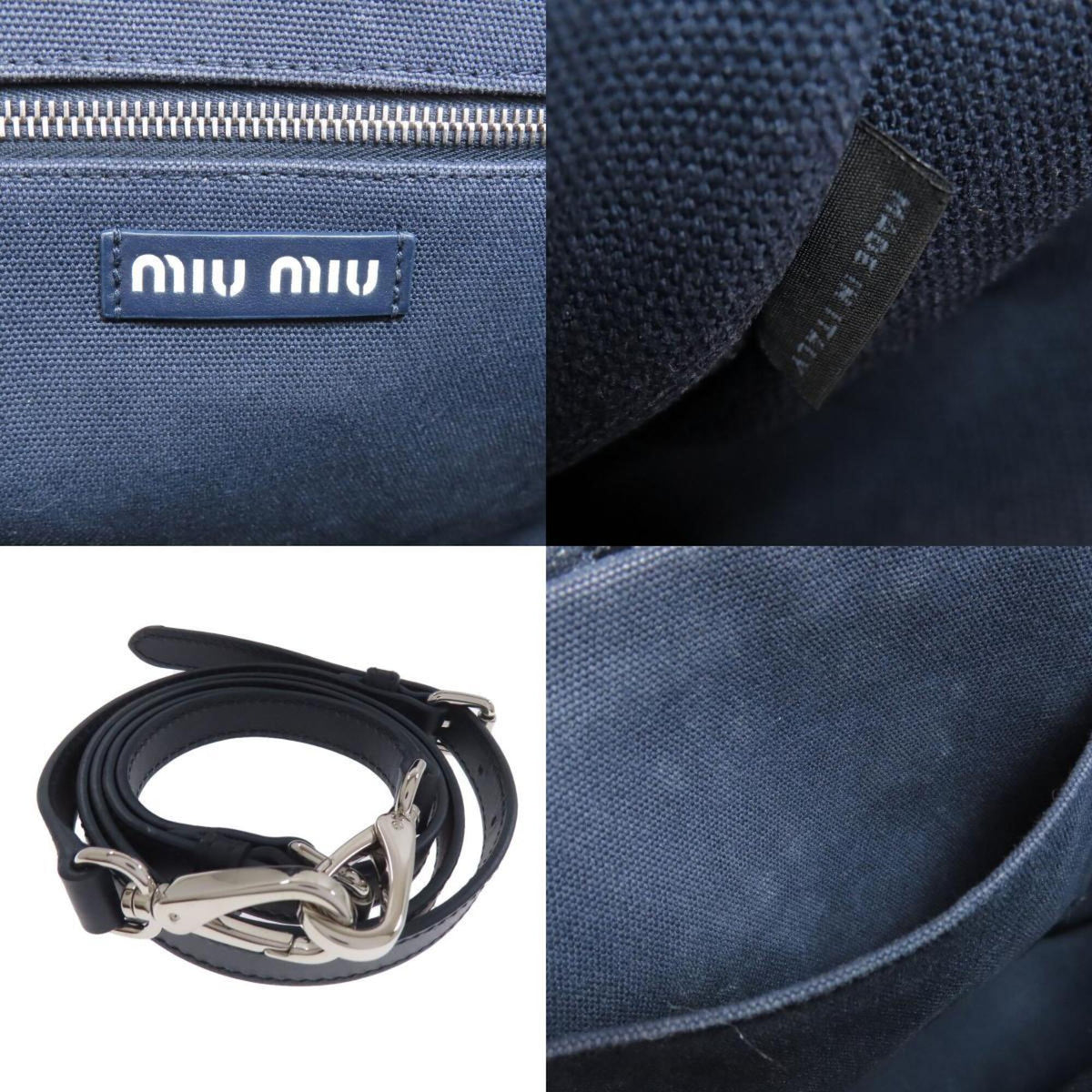 Miu Miu Blue Canvas Tote Bag (Pre-Owned)