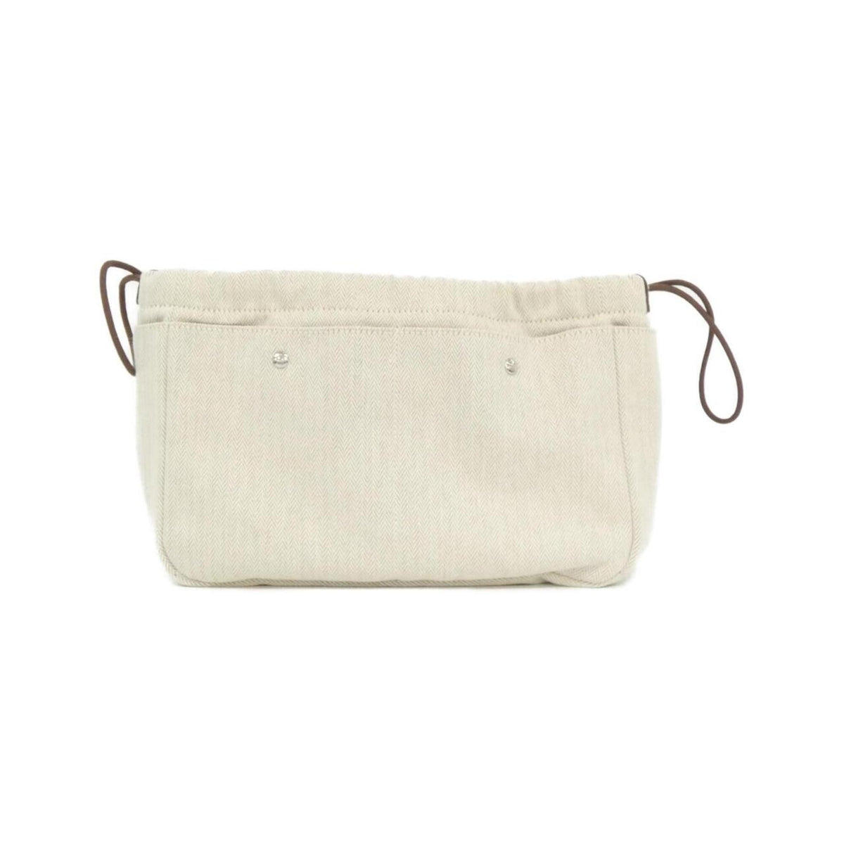 Hermes Fauve Natural Toile Chevron Barenia Leather Handbag Pouch (Pre-Owned)