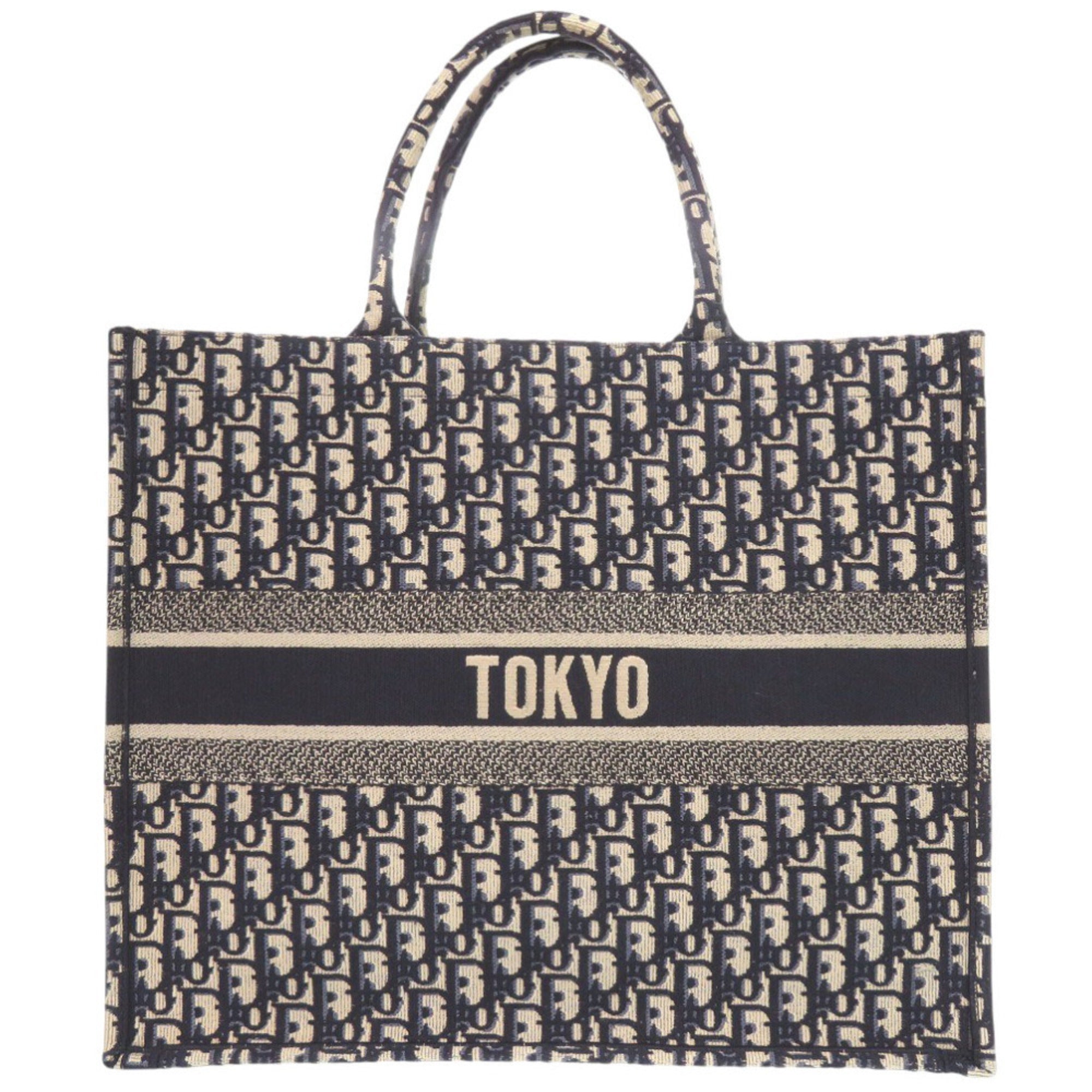 Christian Dior Beige Navy Canvas Tote Bag (Pre-Owned)