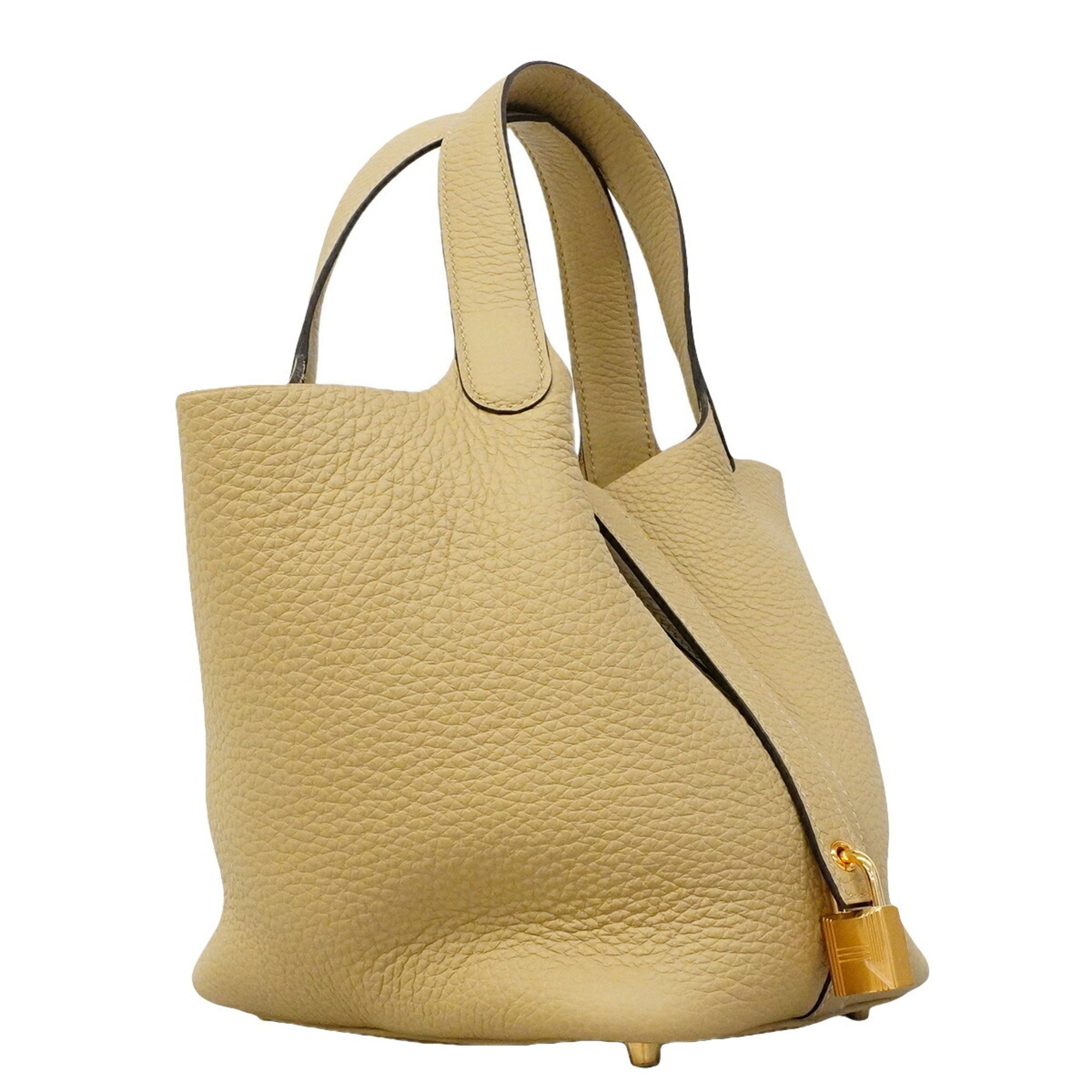 Hermes Beige Taurillon Clemence Leather Handbag (Pre-Owned)