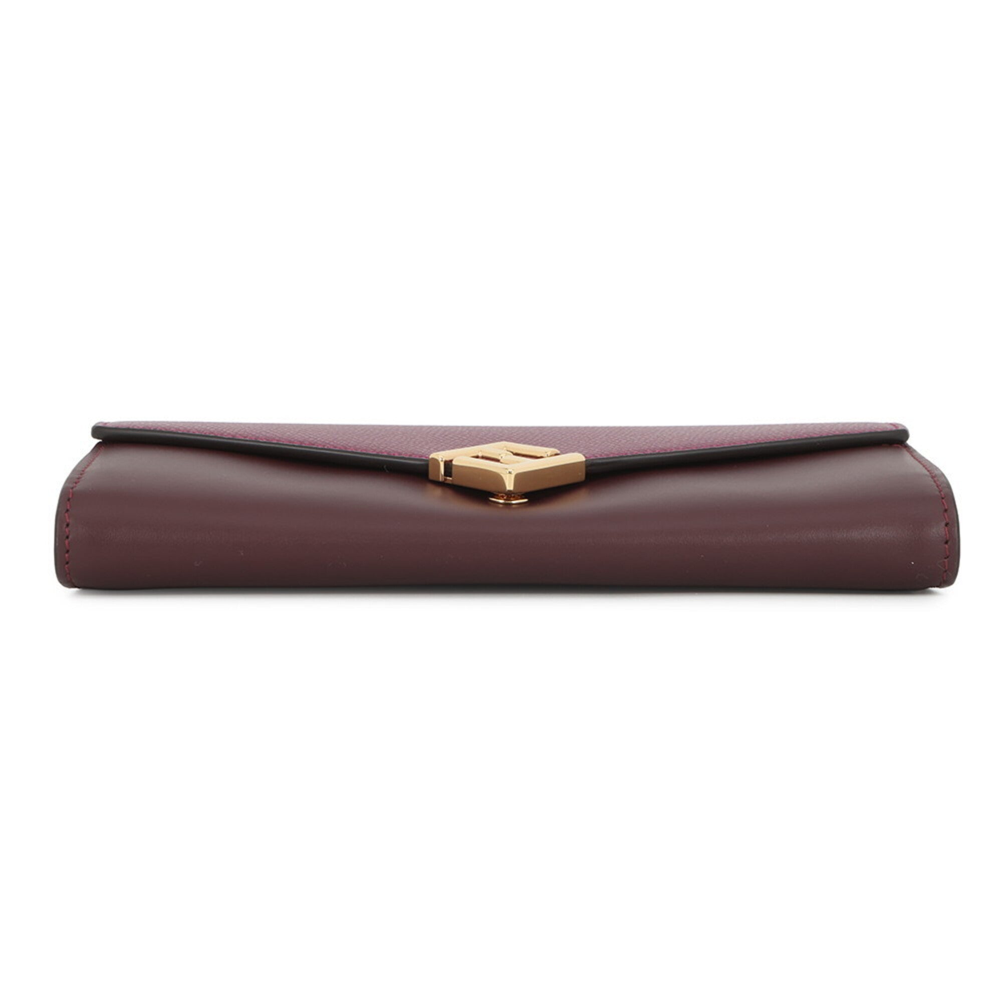 Fendi Bordeaux Purple Leather Chain/Shoulder Wallet (Pre-Owned)