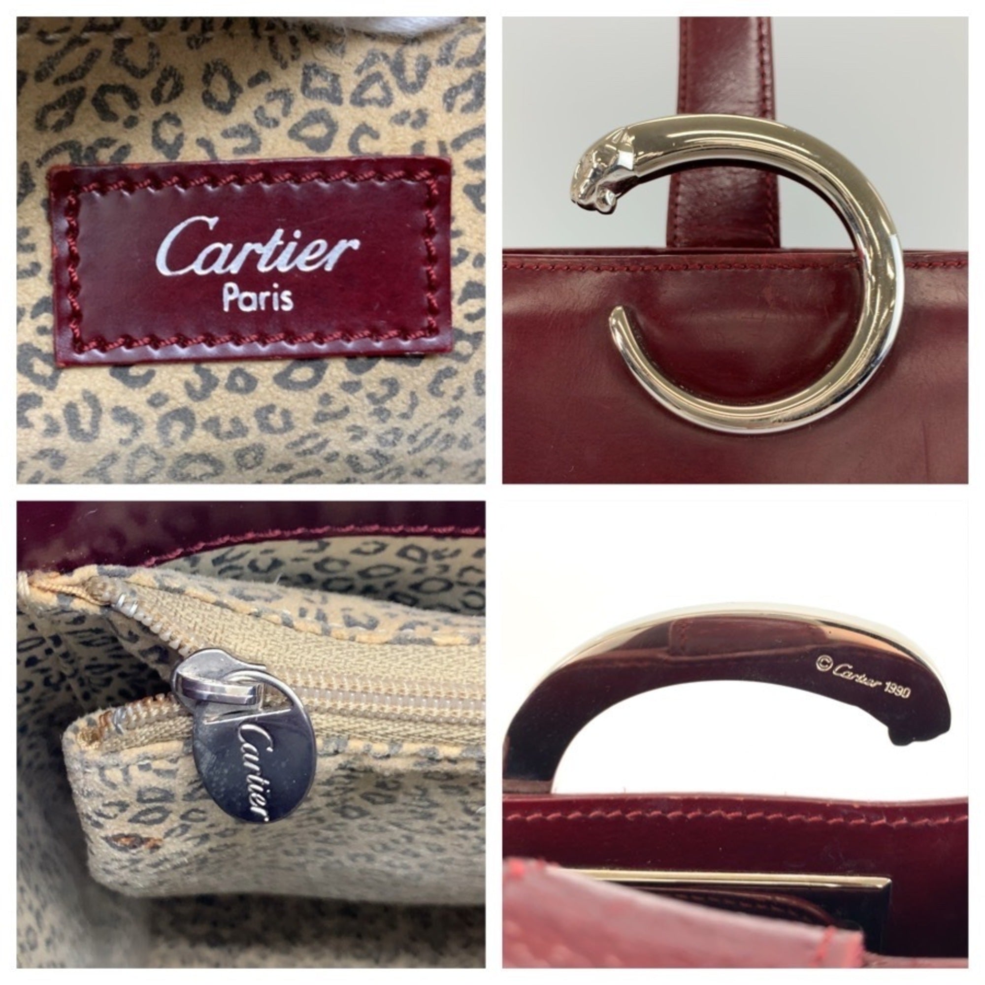 Cartier Bordeaux Wine Red Leather Shoulder Bag (Pre-Owned)