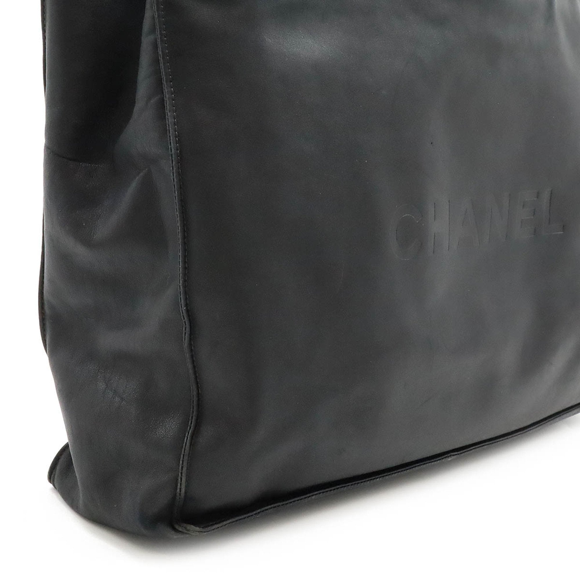 Chanel Black Leather Shoulder Bag Tote Bag (Pre-Owned)