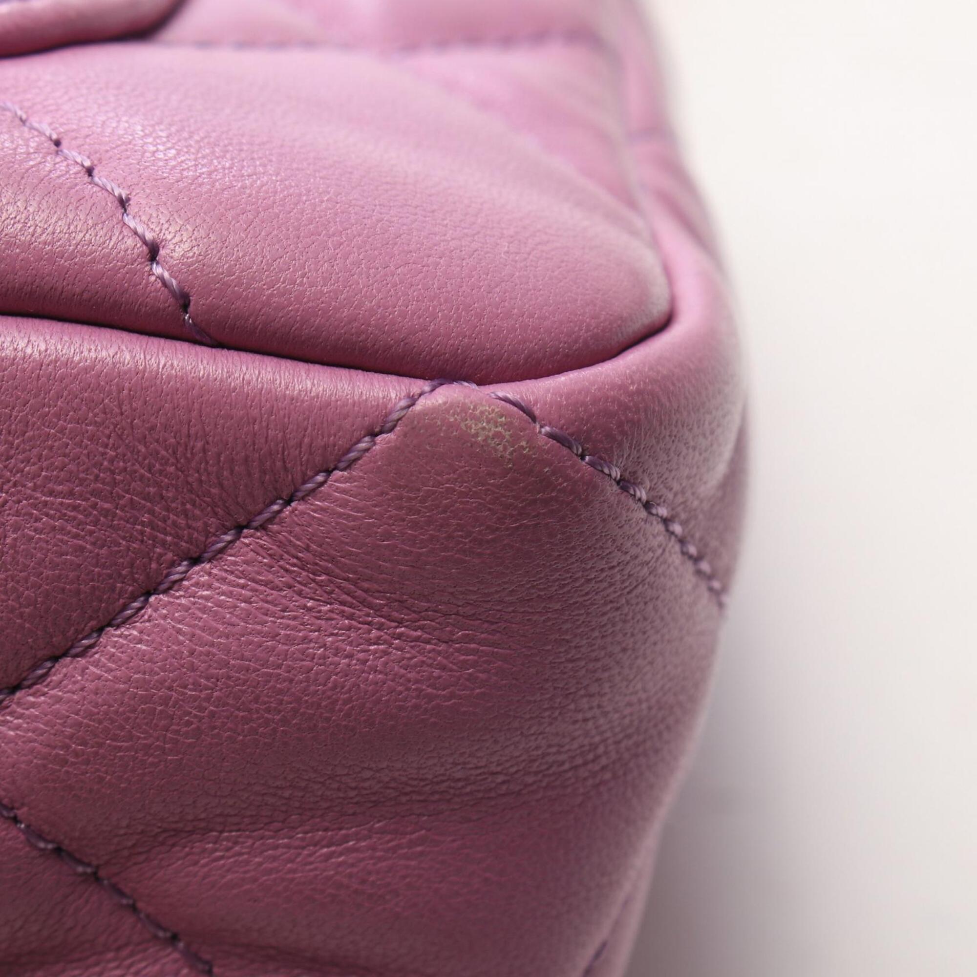 Chanel Purple Leather Handbag Shoulder Bag (Pre-Owned)