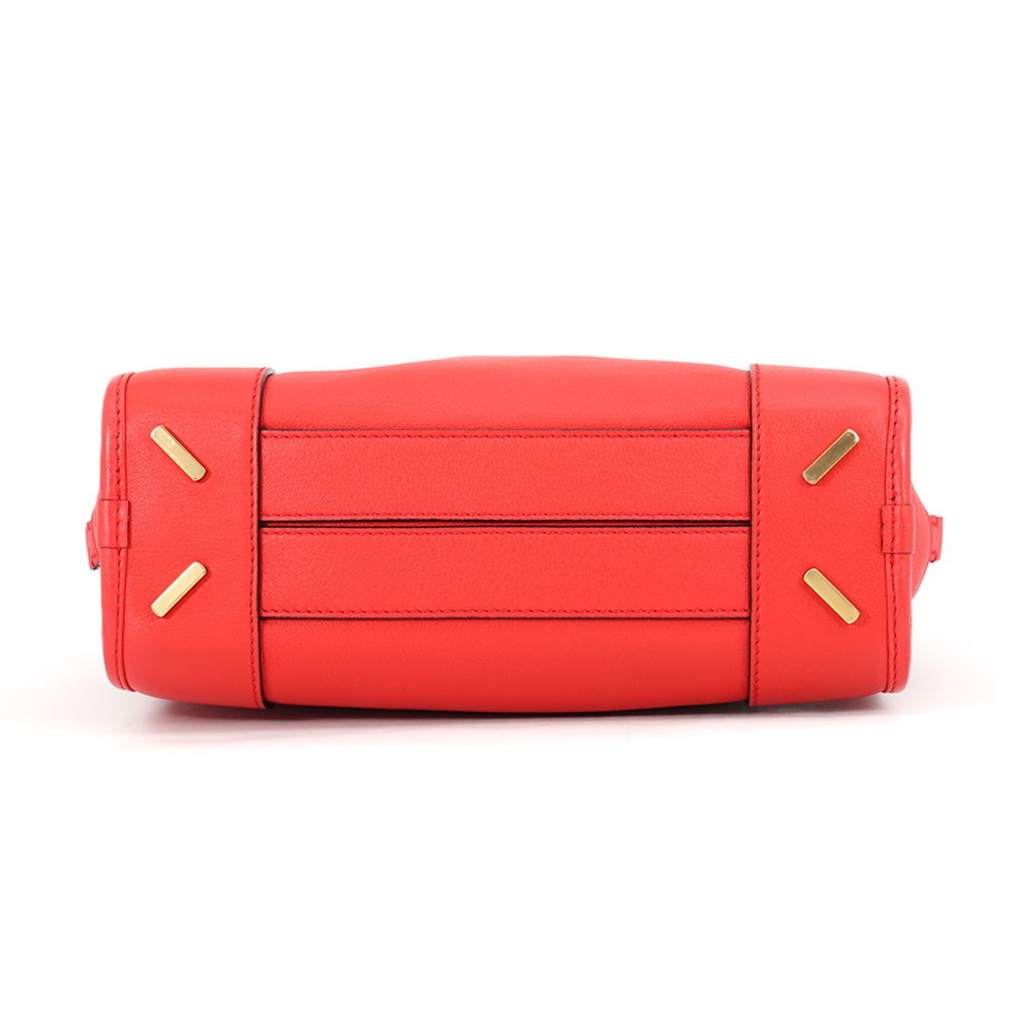 Loewe Amazona Red Color Leather Handbag Shoulder Bag (Pre-Owned)