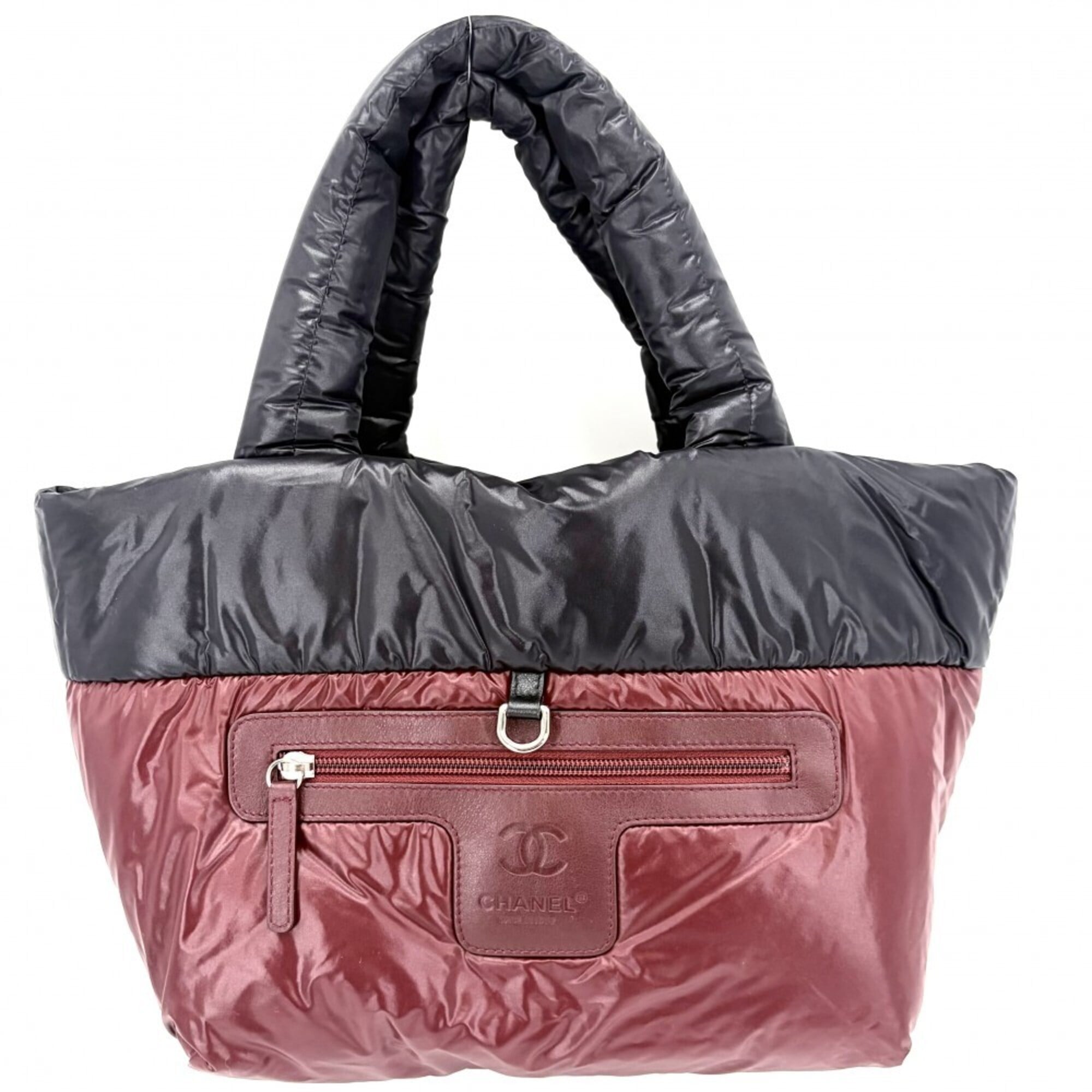 Chanel Black Bordeaux White Nylon Handbag Tote Bag (Pre-Owned)