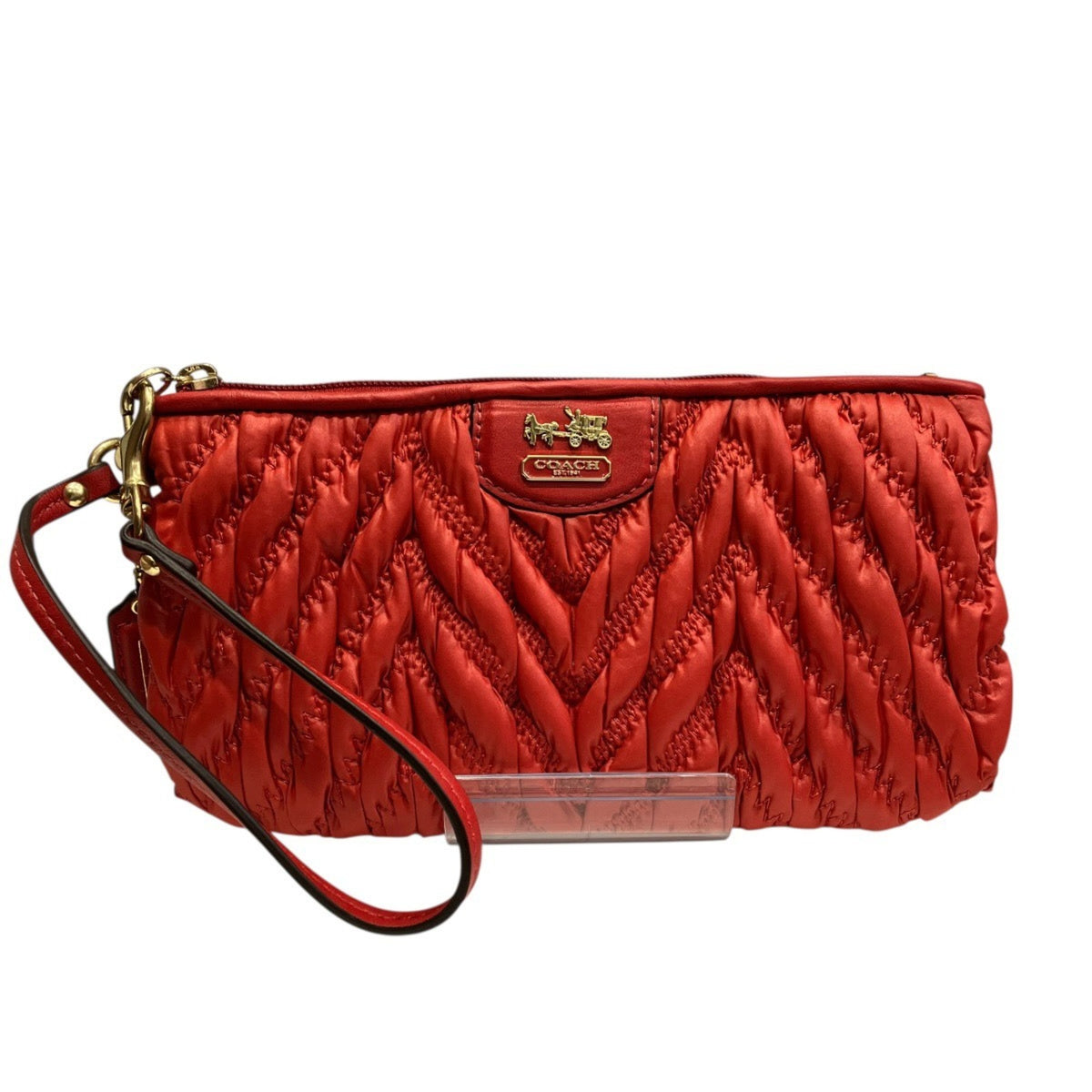 Coach Red Color Nylon Handbag Pouch (Pre-Owned)