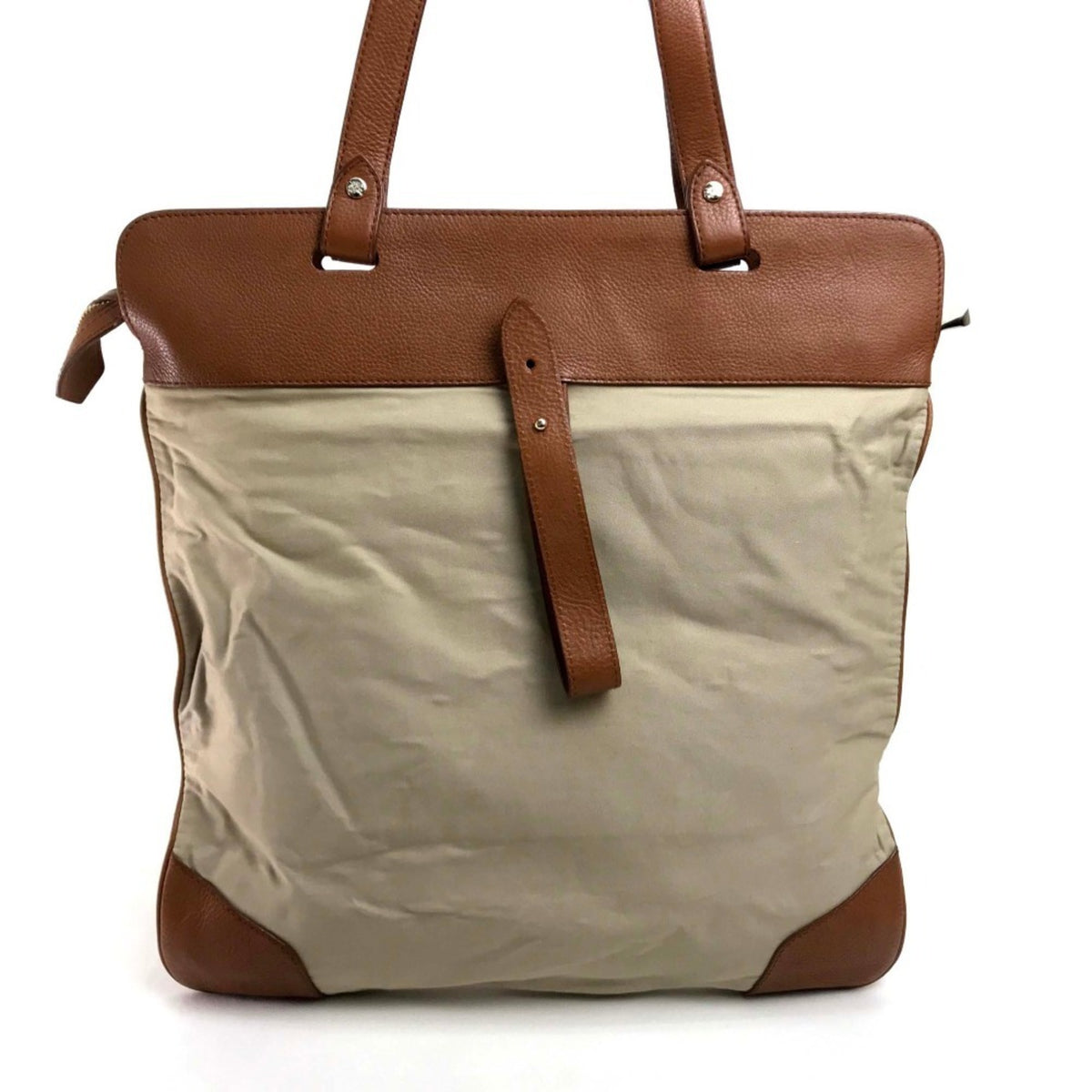 Burberry Beige Brown Canvas Leather Tote Bag (Pre-Owned)
