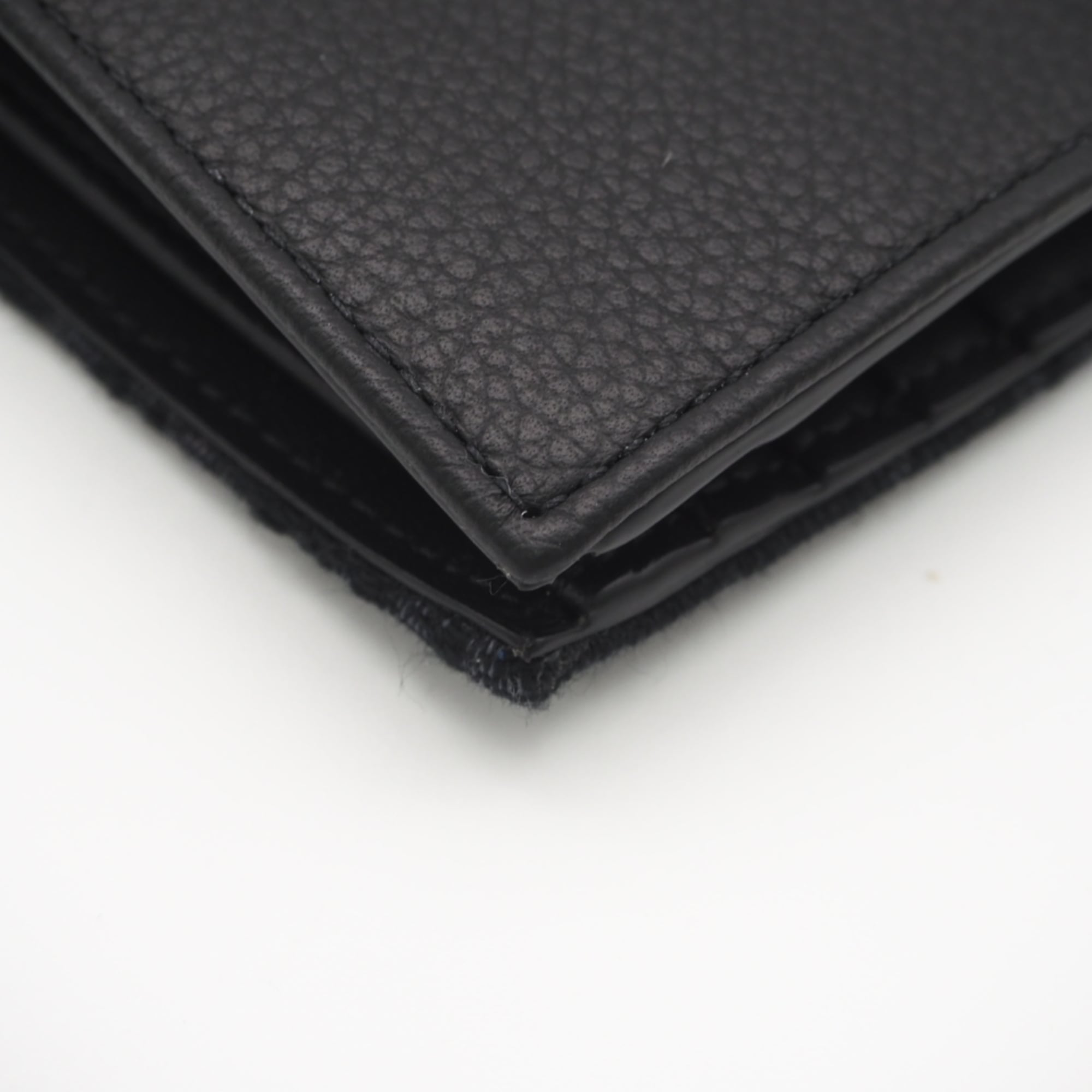 Christian Dior Navy Black Canvas Leather Wallet (Bi-Fold) (Pre-Owned)