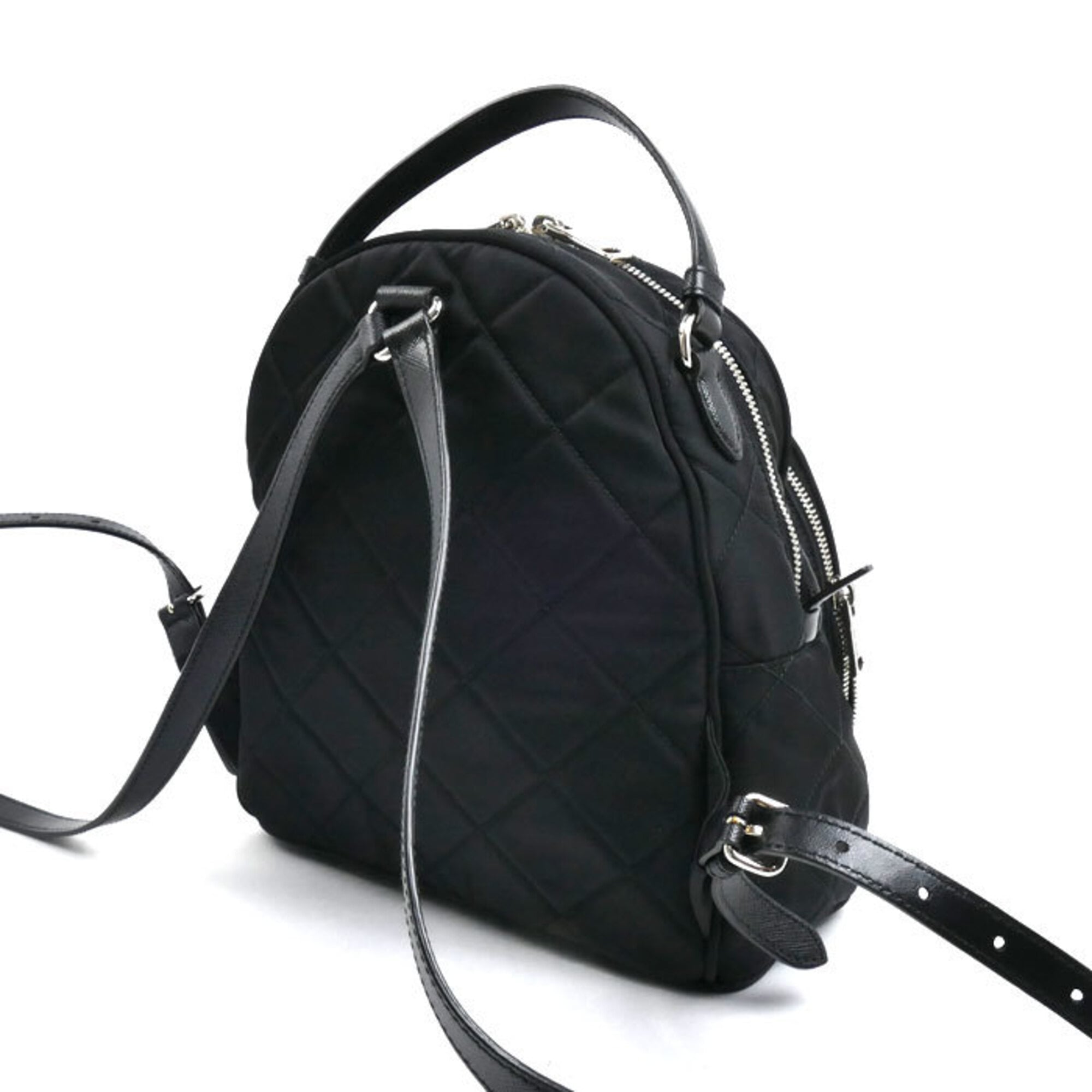 Prada Black Nylon Leather Backpack (Pre-Owned)