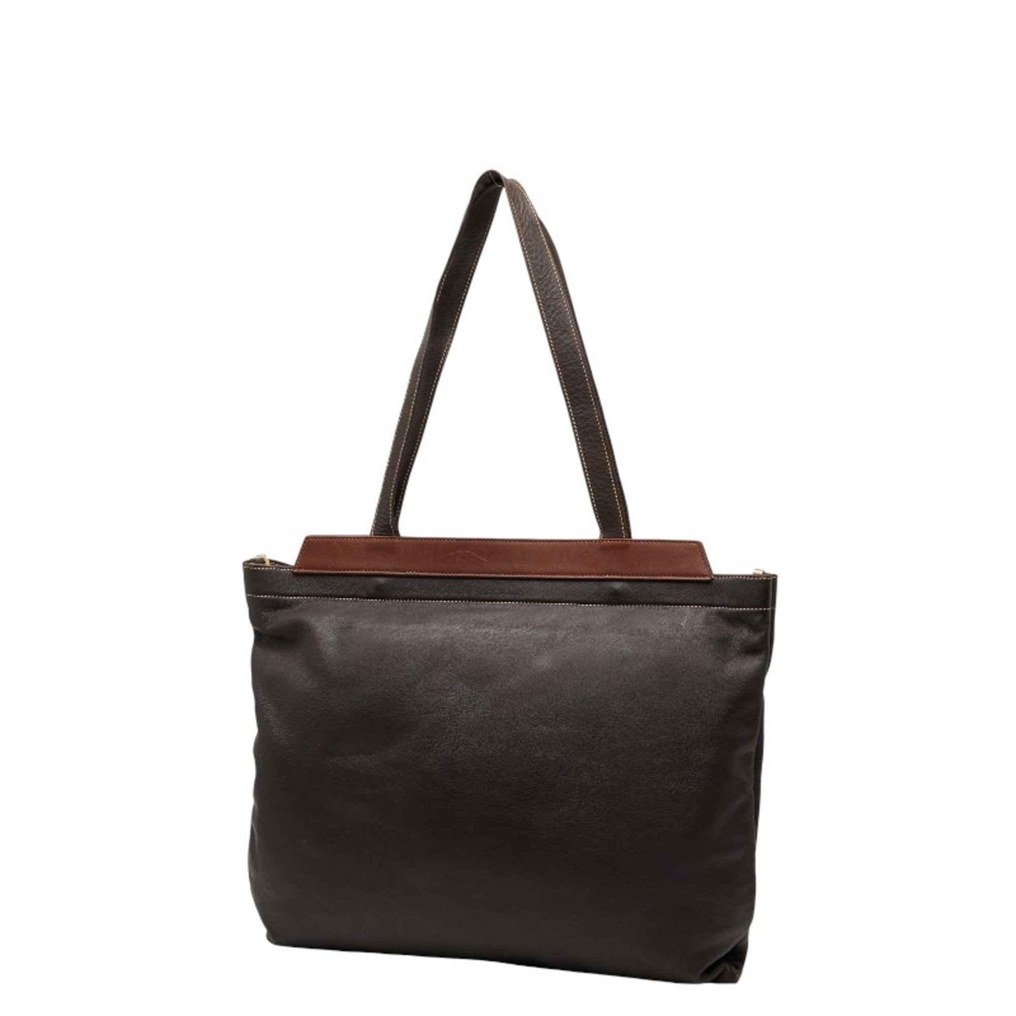 Gucci Brown Leather Shoulder Bag Tote Bag (Pre-Owned)