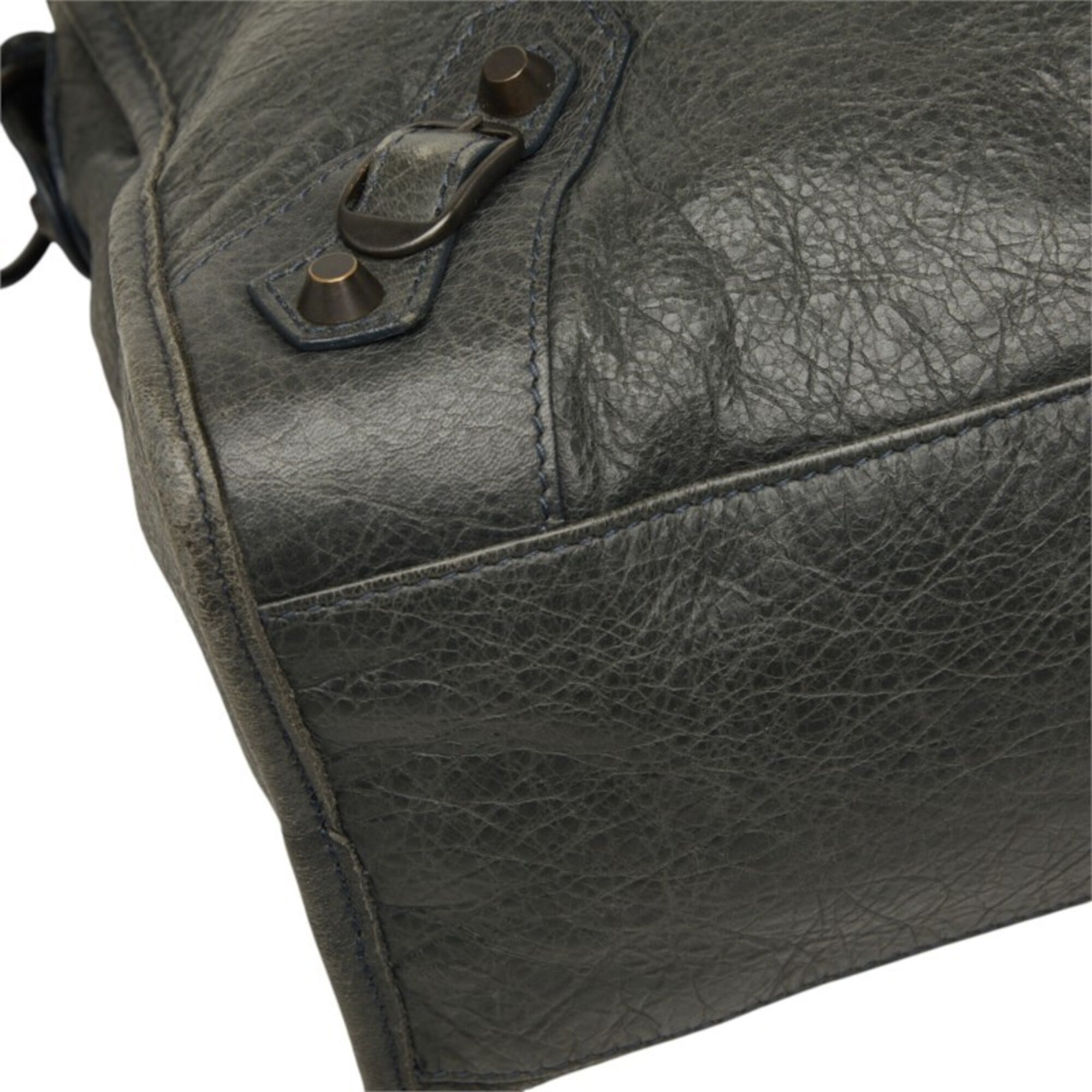 Balenciaga Green Leather Handbag Shoulder Bag (Pre-Owned)