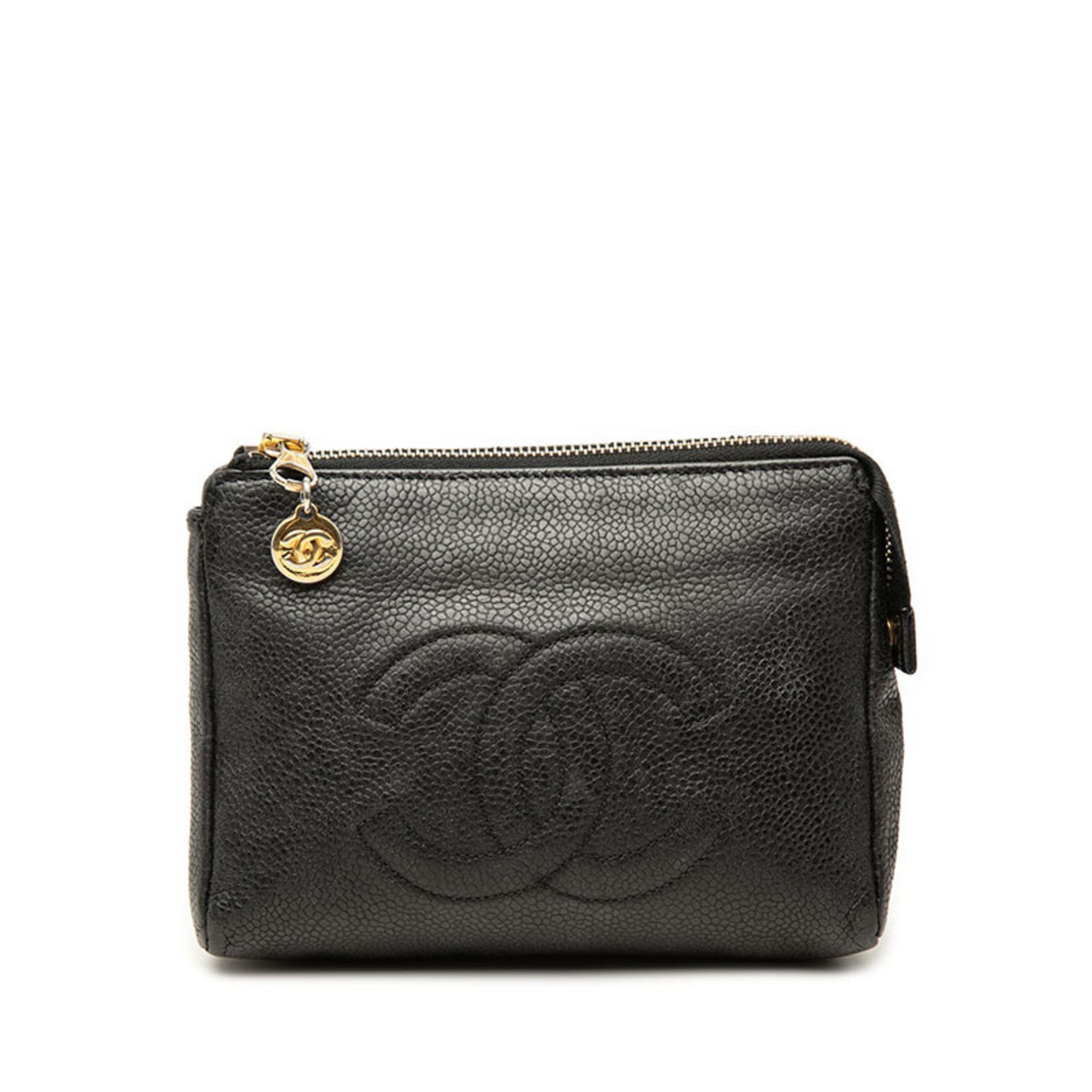 Chanel Black Grained Calfskin Handbag Pouch (Pre-Owned)