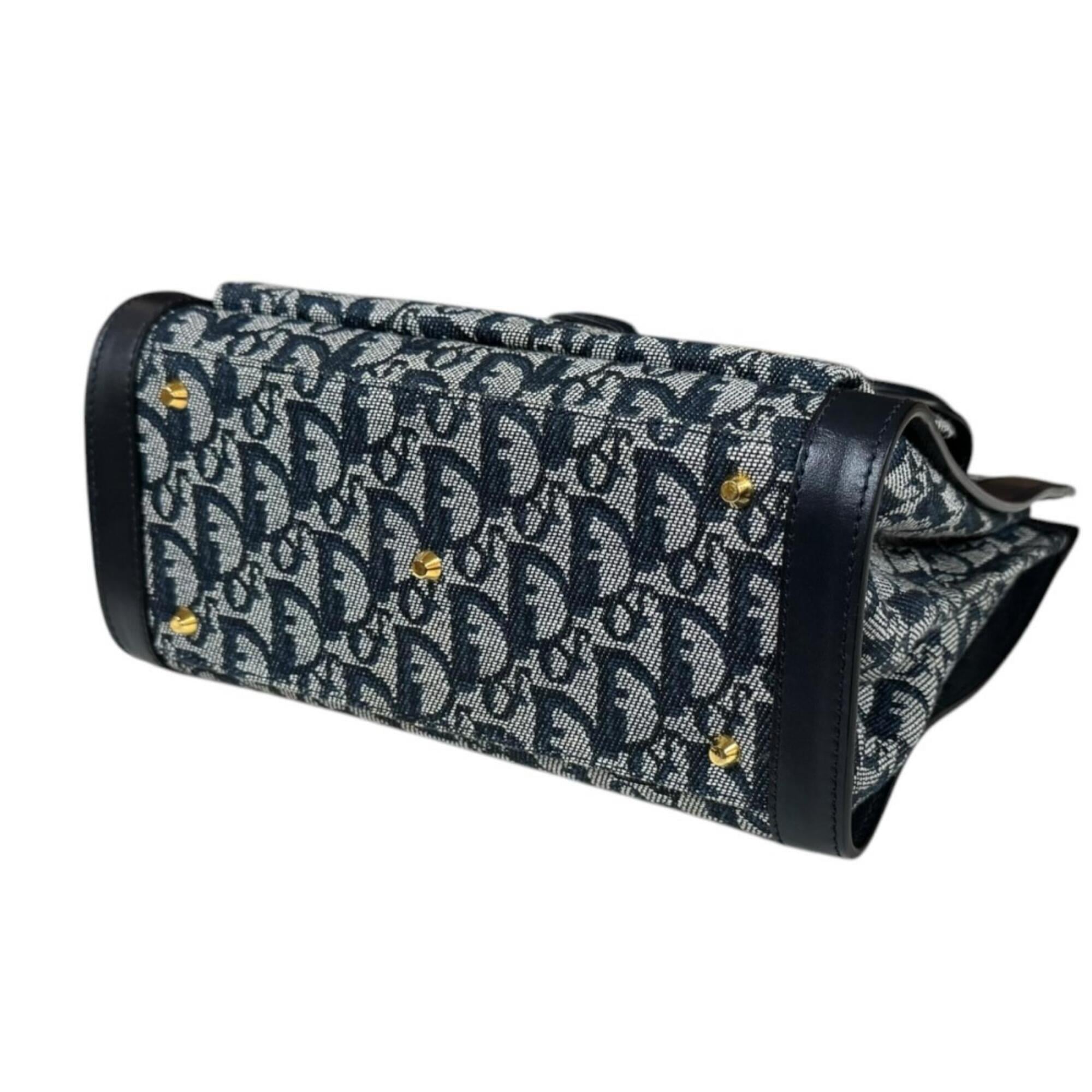 Christian Dior Navy Leather Jacquard Handbag (Pre-Owned)