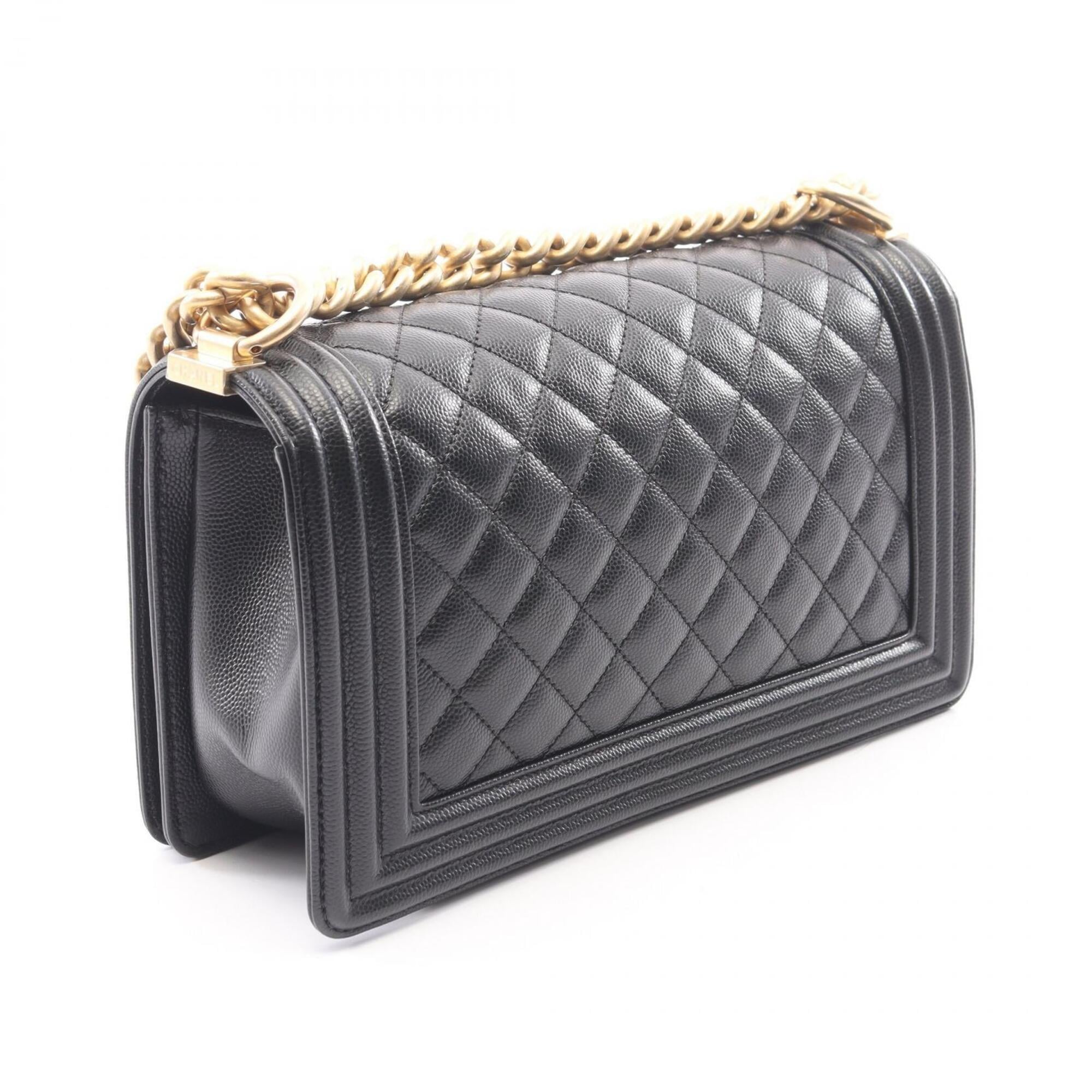 Chanel Black Grained Calfskin Handbag Shoulder Bag (Pre-Owned)
