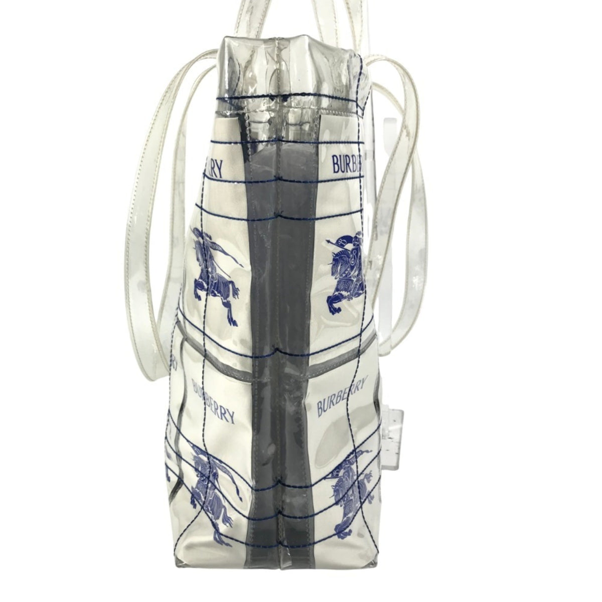 Burberry Blue Clear Yellow Vinyl Shoulder Bag Tote Bag (Pre-Owned)