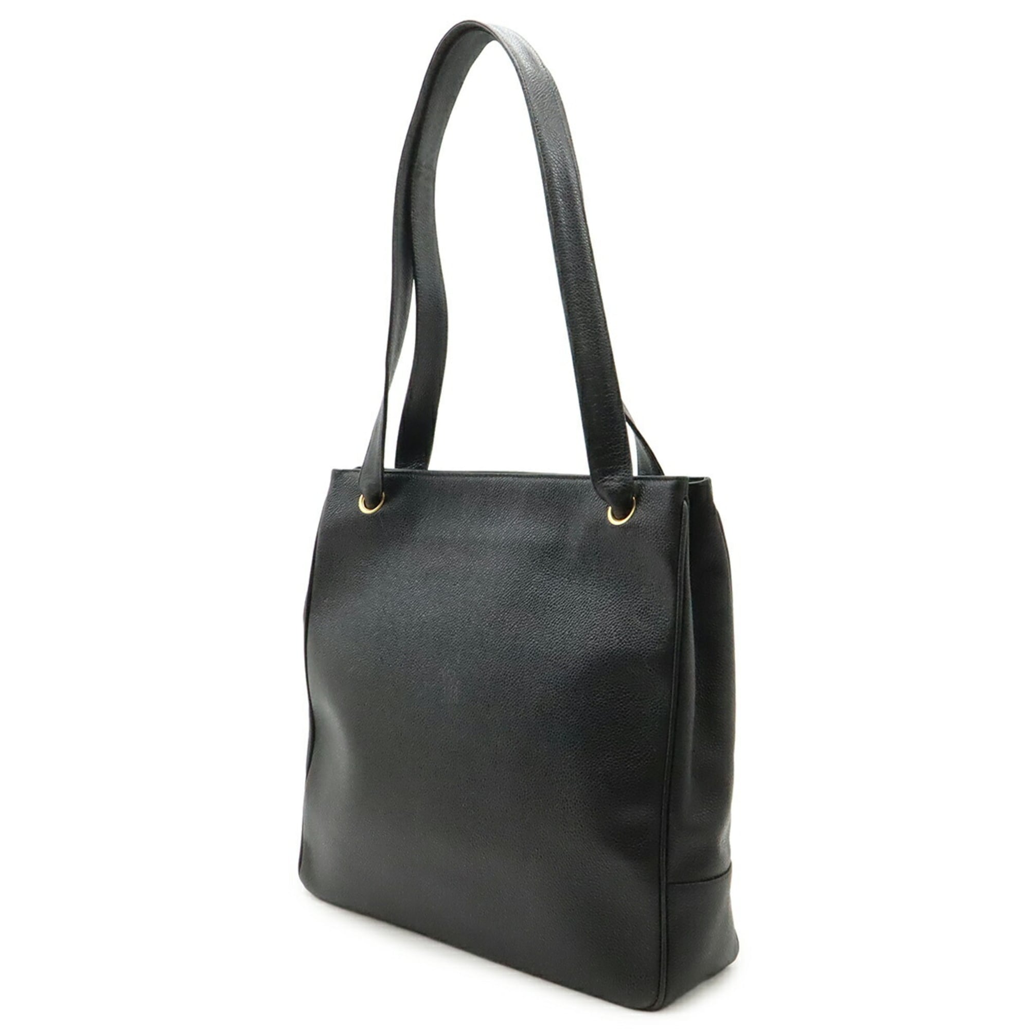 Chanel Black Grained Calfskin Shoulder Bag Tote Bag (Pre-Owned)