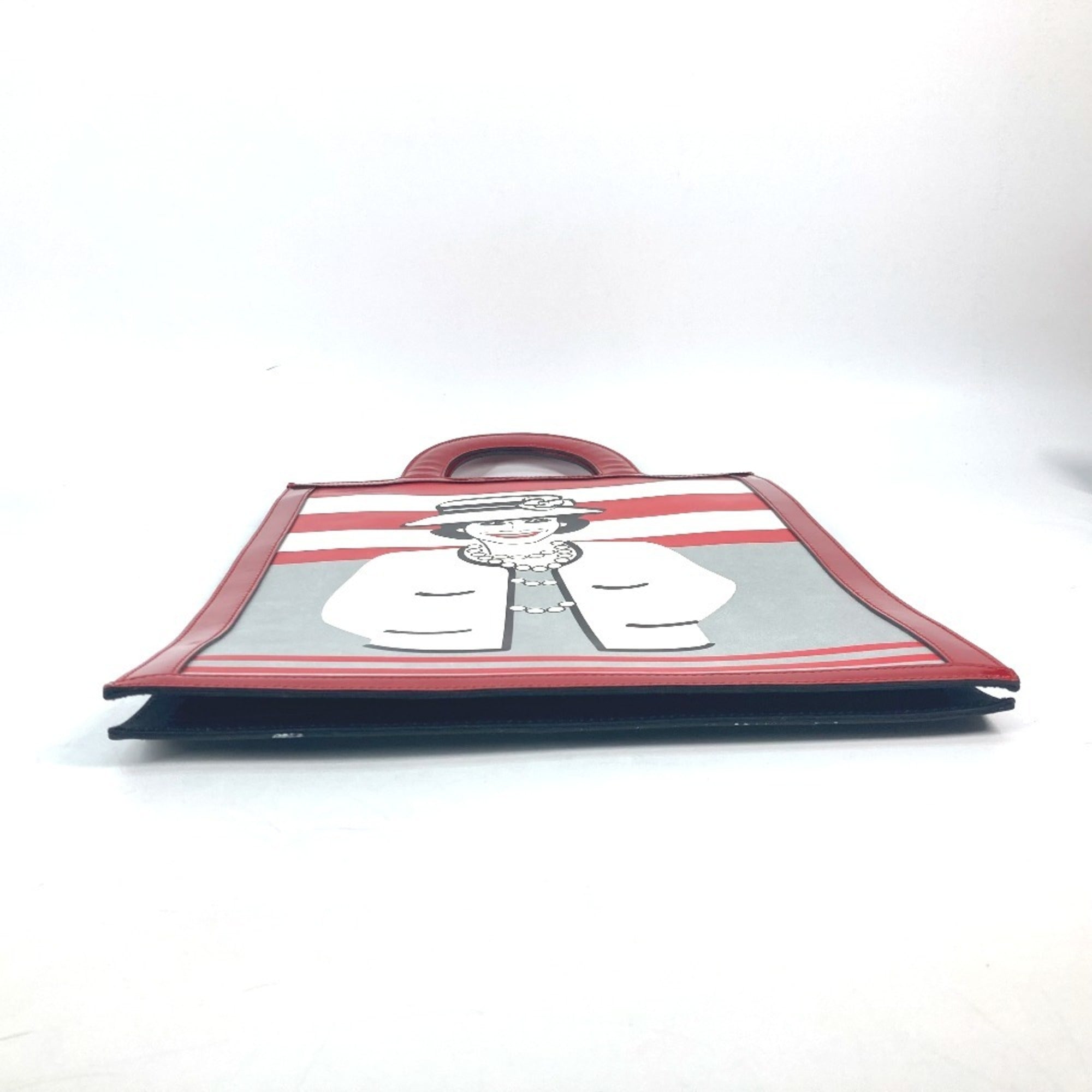 Chanel Red Color White Patent Leather Leather Handbag Tote Bag (Pre-Owned)