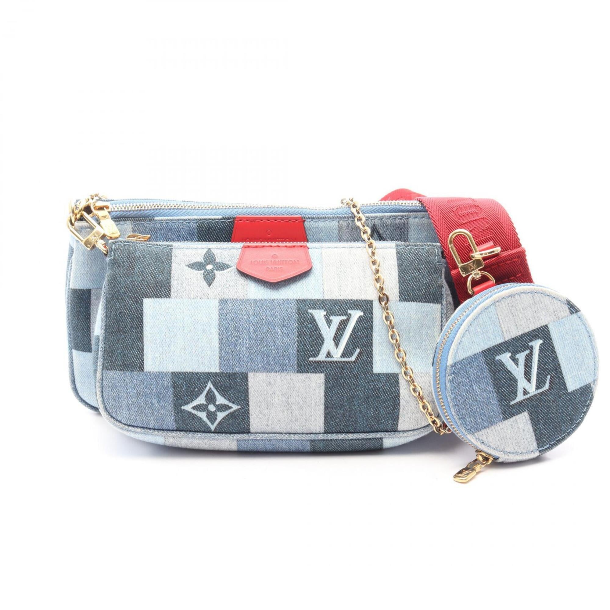 Louis Vuitton Blue Multi-Color Denim Leather Handbag Pochette Shoulder Bag (Pre-Owned)