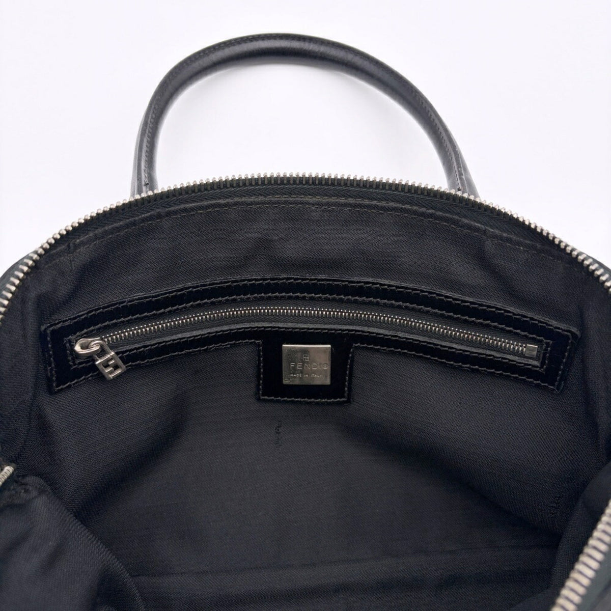 Fendi Black Nylon Leather Tote Bag (Pre-Owned)