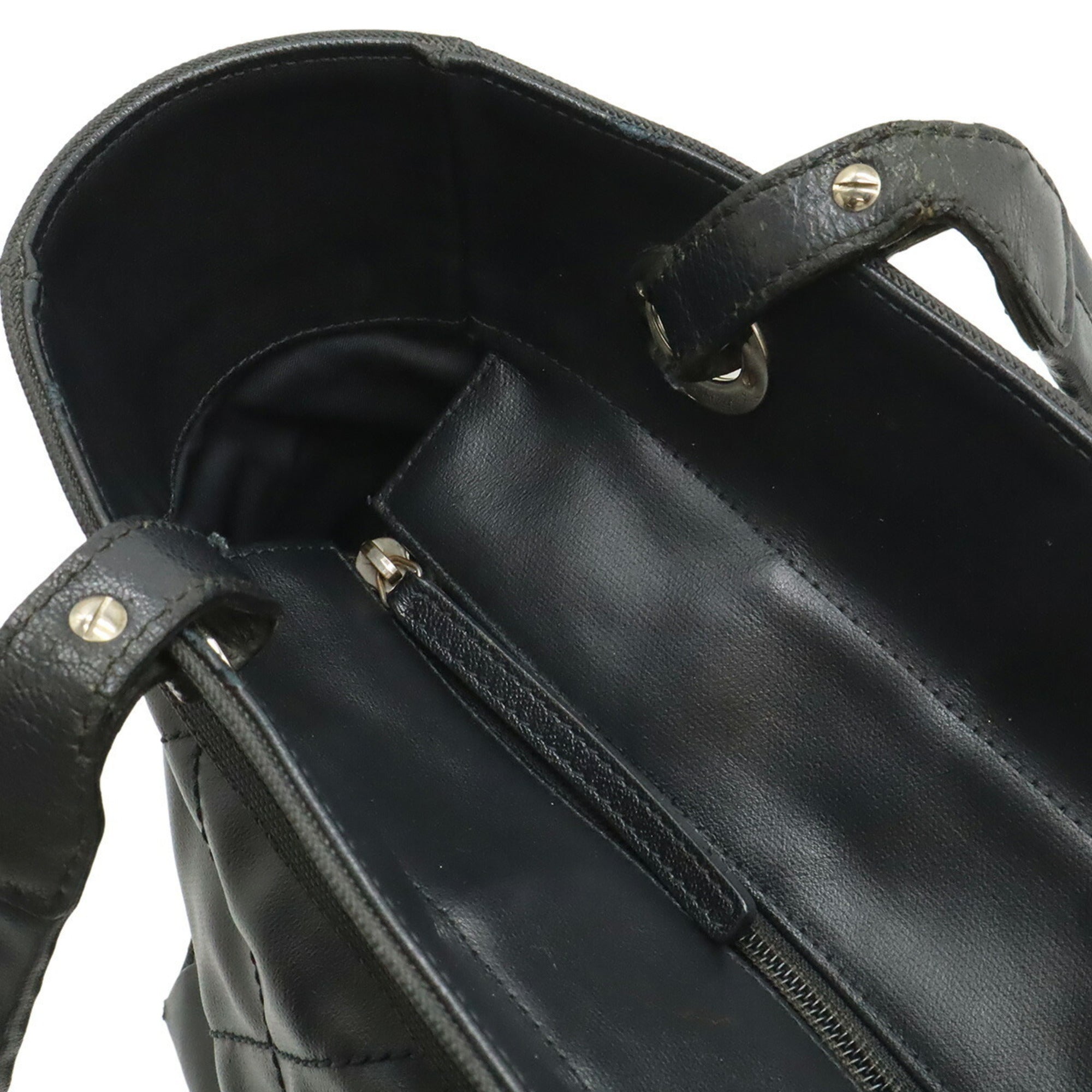 Chanel Black Coated Canvas Leather Shoulder Bag Tote Bag (Pre-Owned)