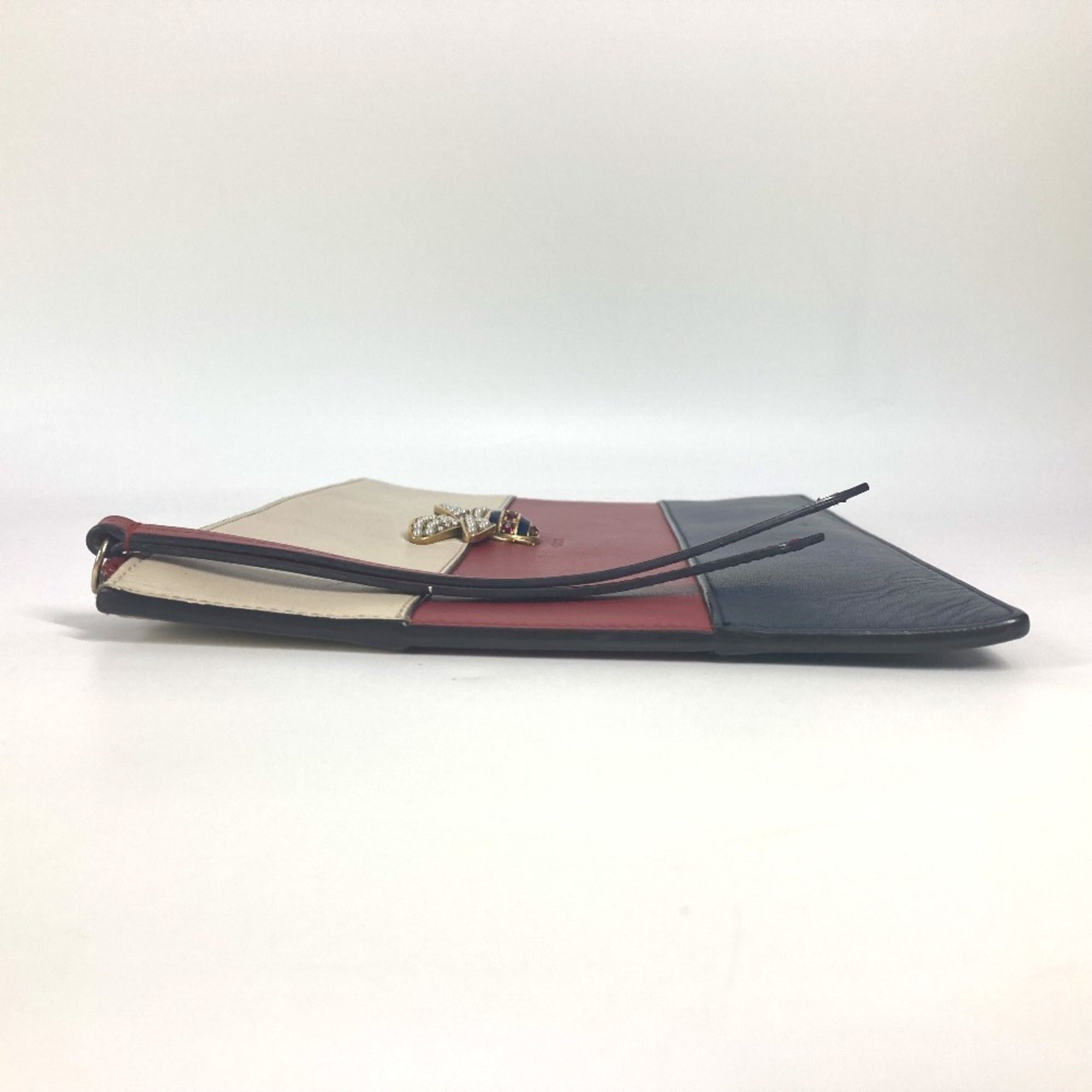 Gucci Navy Red Color Rhinestone Clutch Bag Pouch (Pre-Owned)