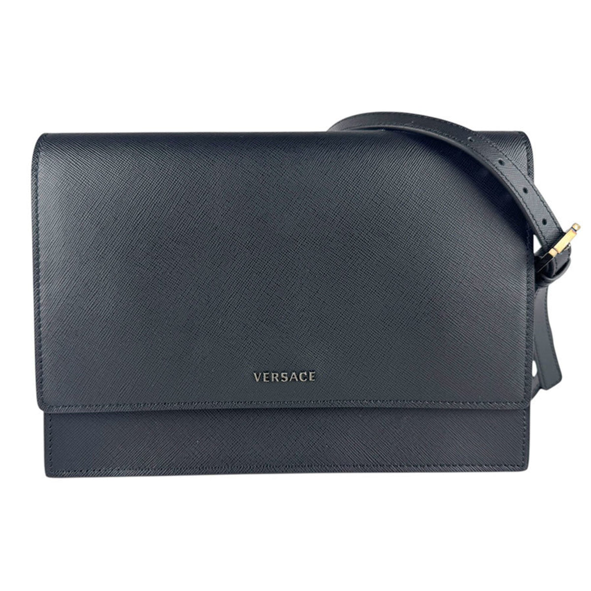 Versace Black Leather Shoulder Bag (Pre-Owned)