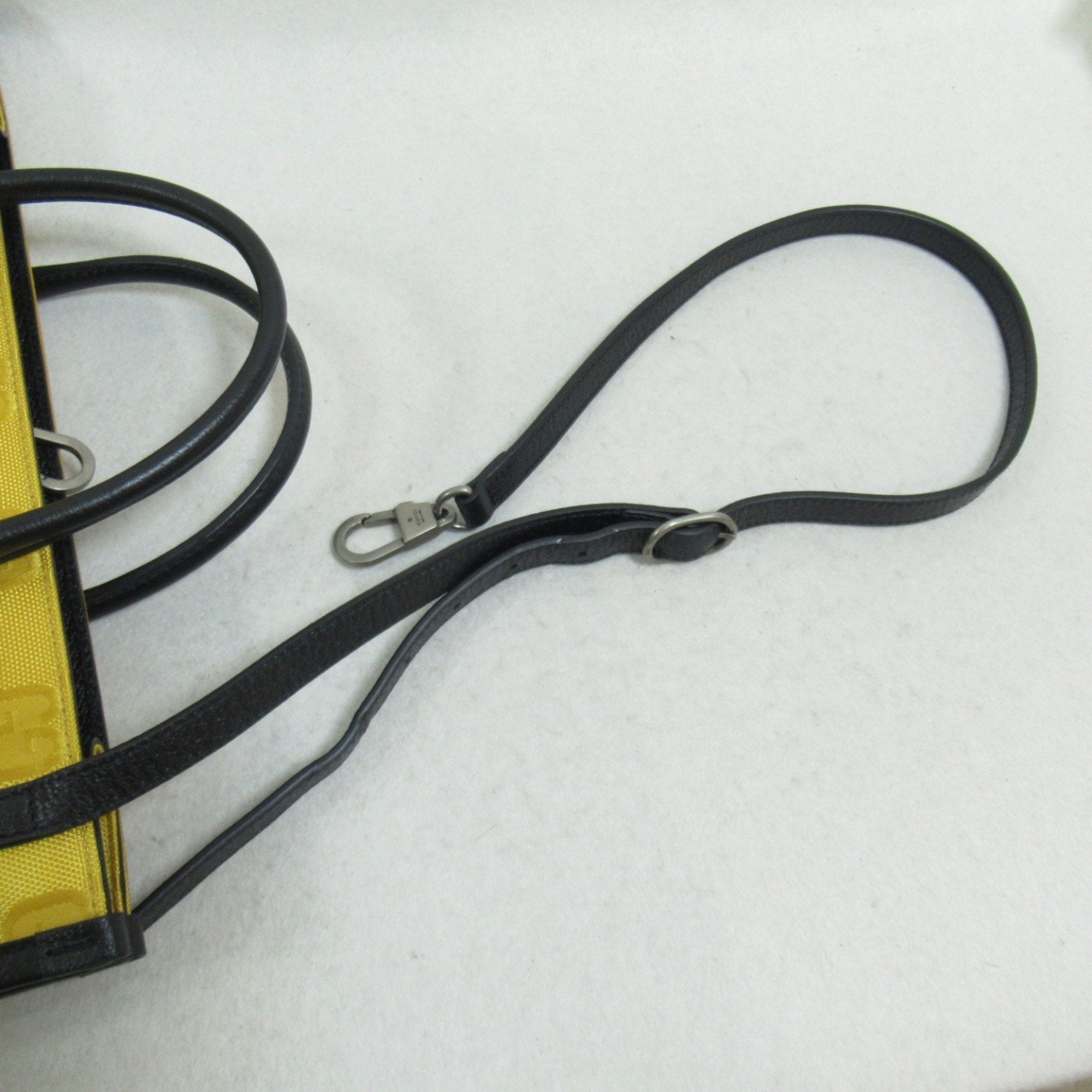 Gucci Black Yellow Leather Nylon Tote Bag