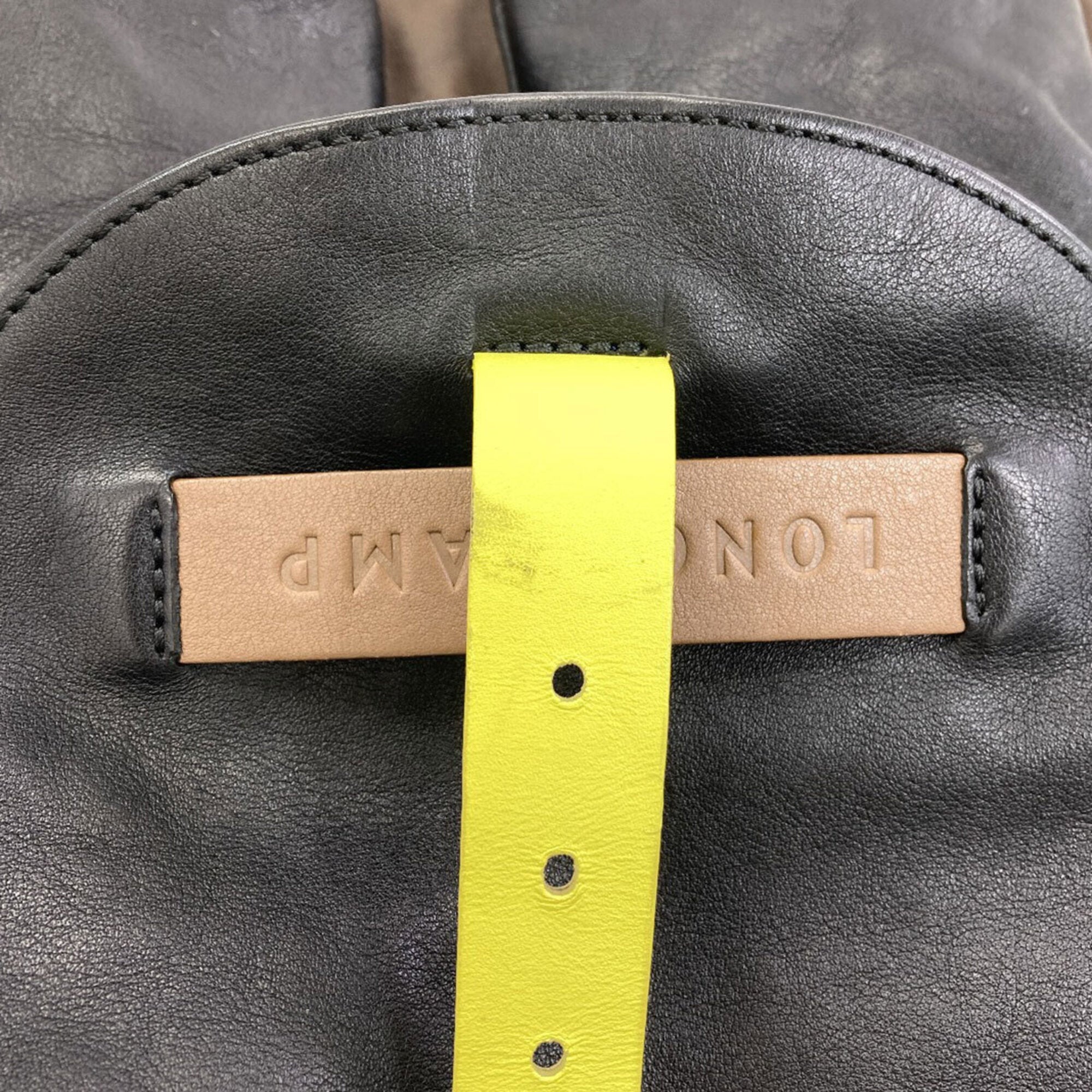 Longchamp Black Brown Yellow Leather Backpack (Pre-Owned)